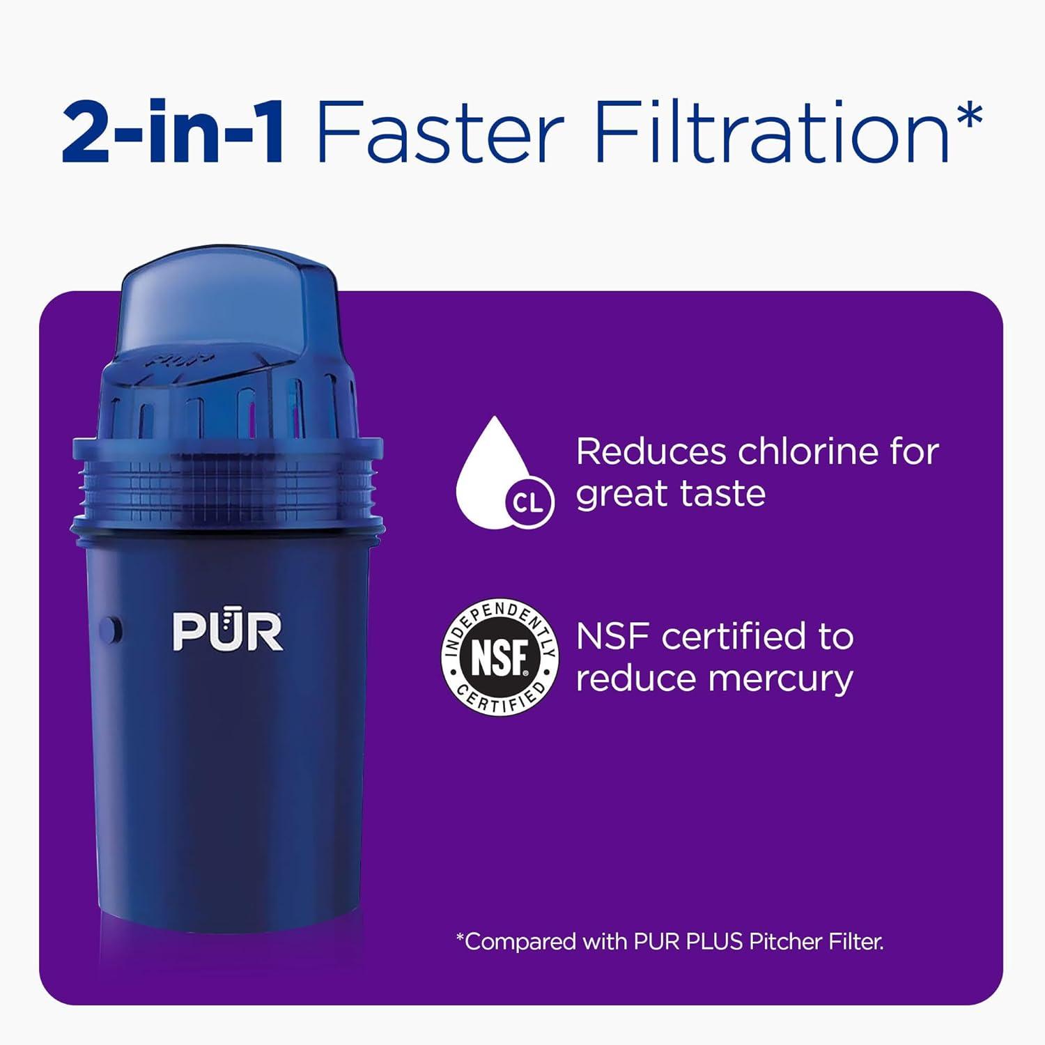 PUR 44 Cup XL Dispenser Filtration System with 2 Filters, W 12.5" x H 17" x L 7.7", White, PDI4000Z
