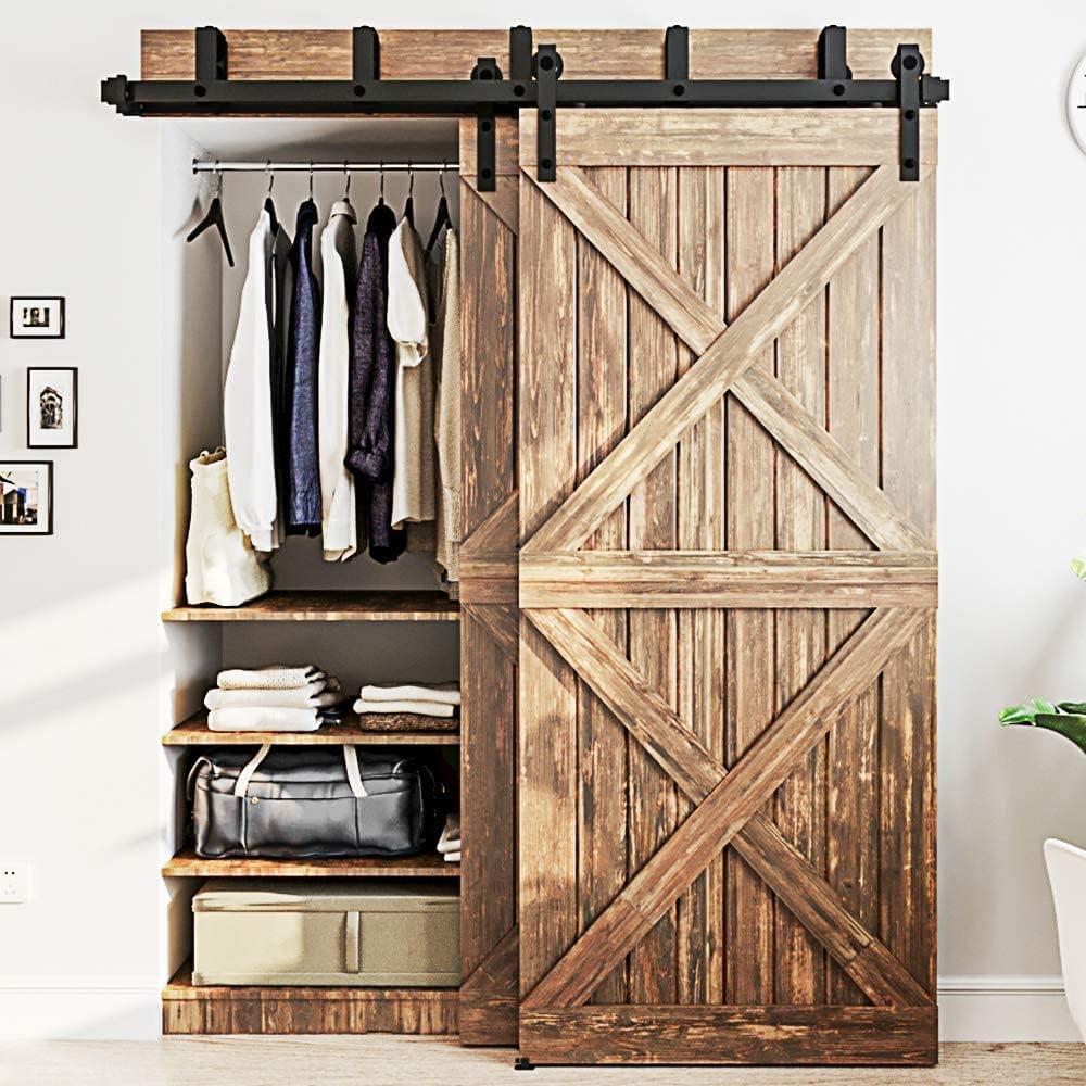 Lazio LAZ Sliding Double Bypass Double Door Barn Door Hardware Kit