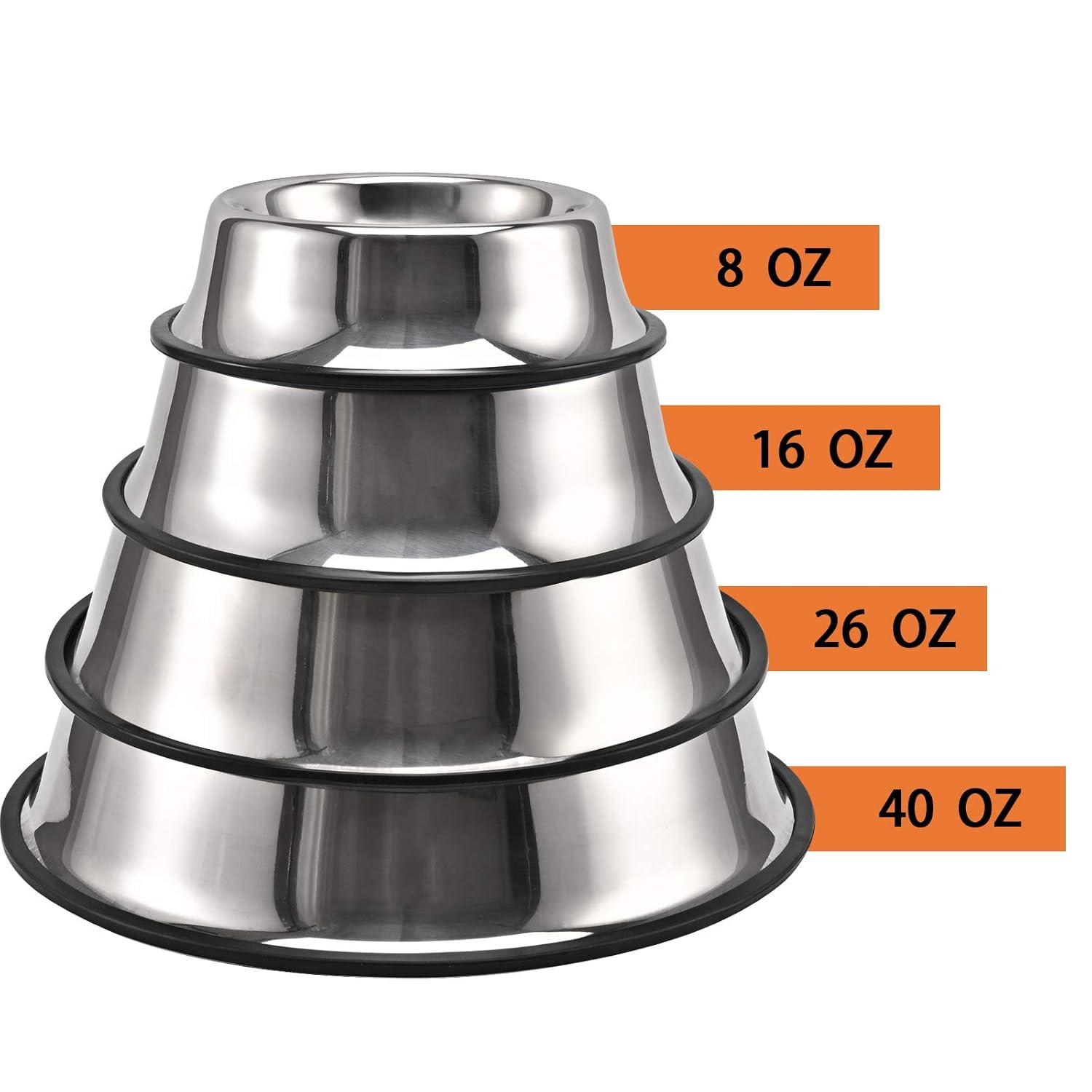 2 pack stainless steel dog bowl with non slip rubber base for small/medium/large pets, perfect dishes, pet feeder bowl and water bowl, suitable for puppies, kittens, and kittens (8 oz)