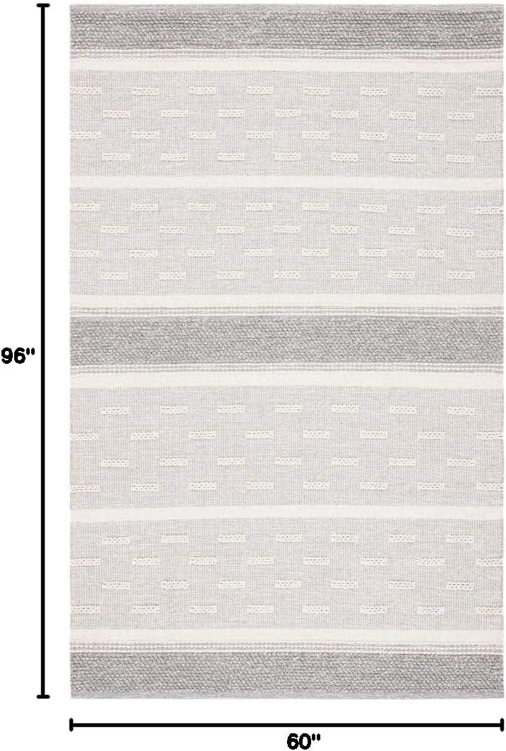 Striped Kilim STK519 Hand Woven Area Rug - Ivory/Grey - 5'x8' - Safavieh.