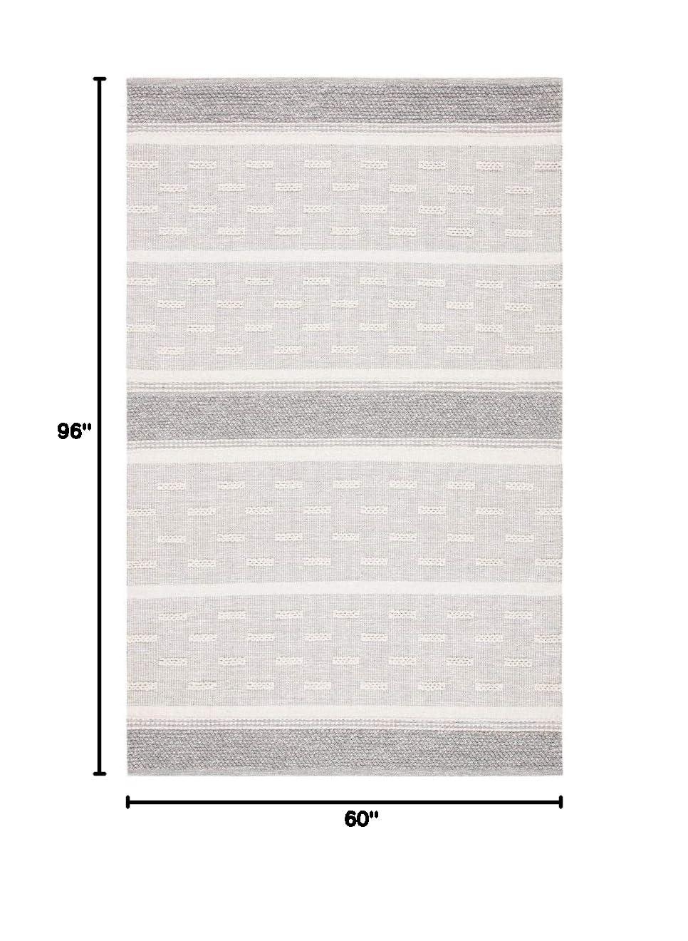 Striped Kilim STK519 Hand Woven Area Rug - Ivory/Grey - 5'x8' - Safavieh.