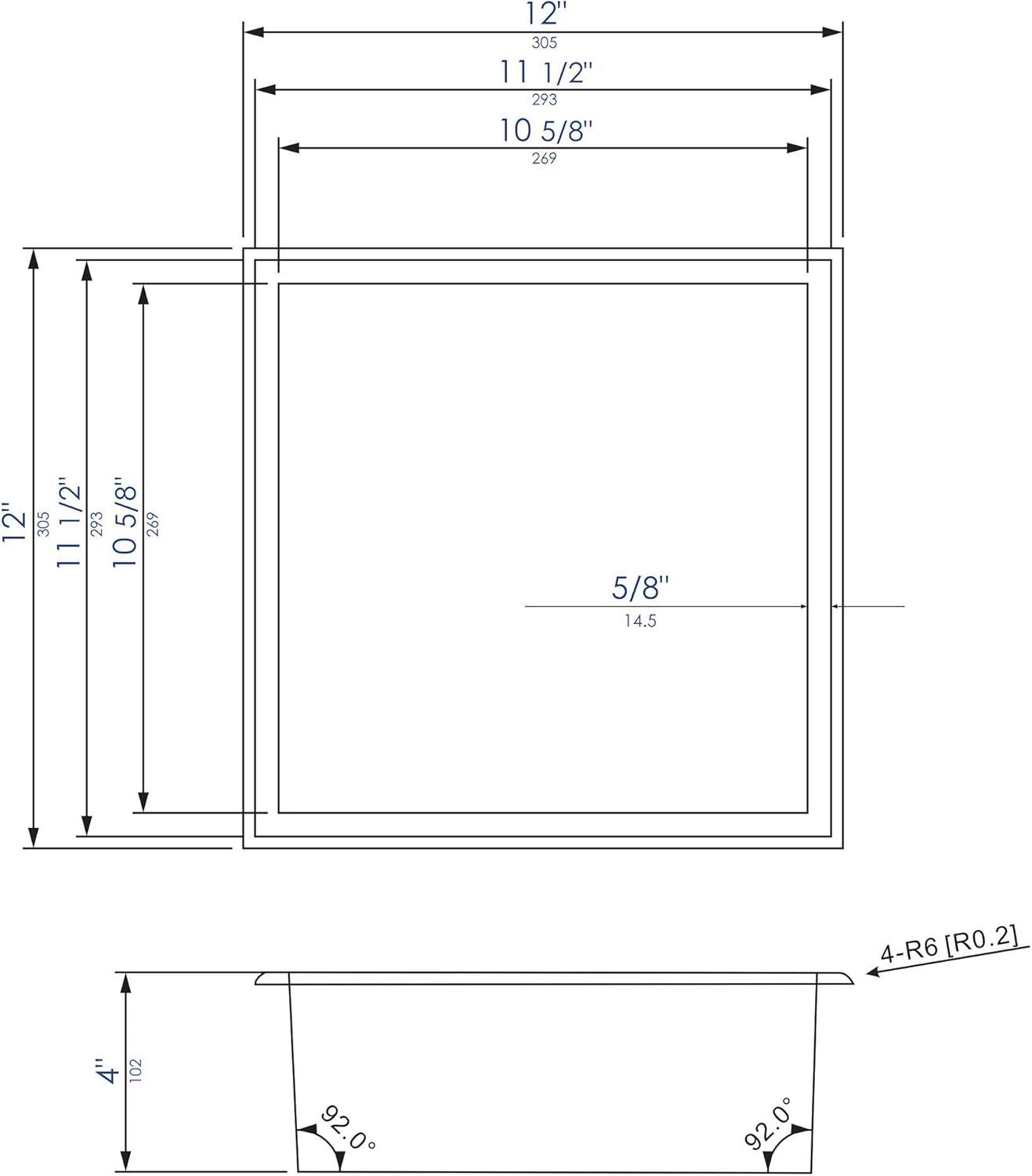 Square Stainless Steel Single Shower Niche