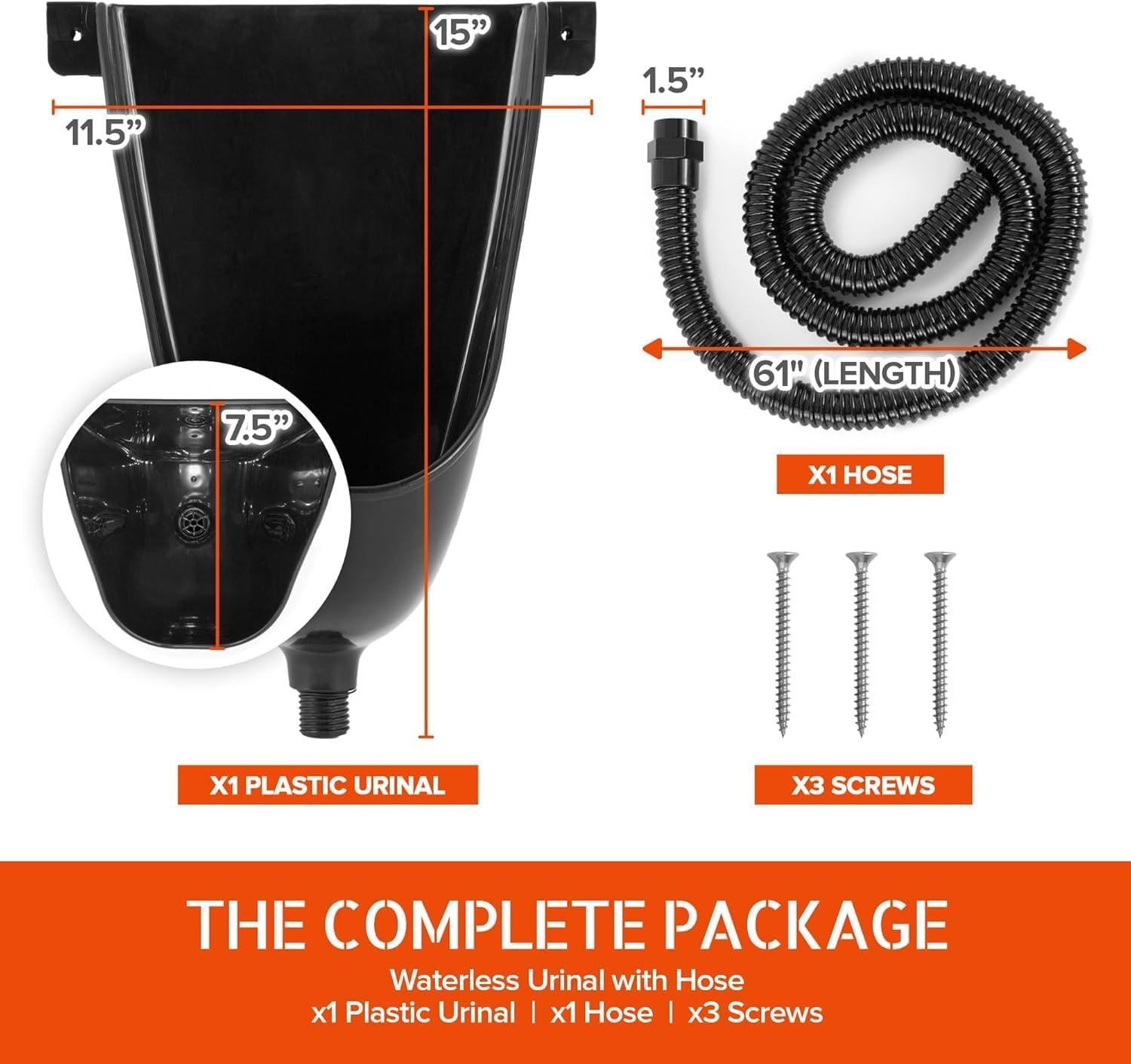 Stock Your Home Waterless Urinal for Men (White), Plastic Urinals for Men's Garage, Shed, or Backyard, Wall Mount Urine Diverter and Outdoor Camper Urinals, Portable Urinal for Men, Waterless Toilet