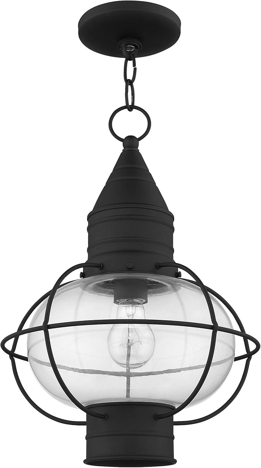 Black Nautical Outdoor Pendant Light with Clear Glass Globe