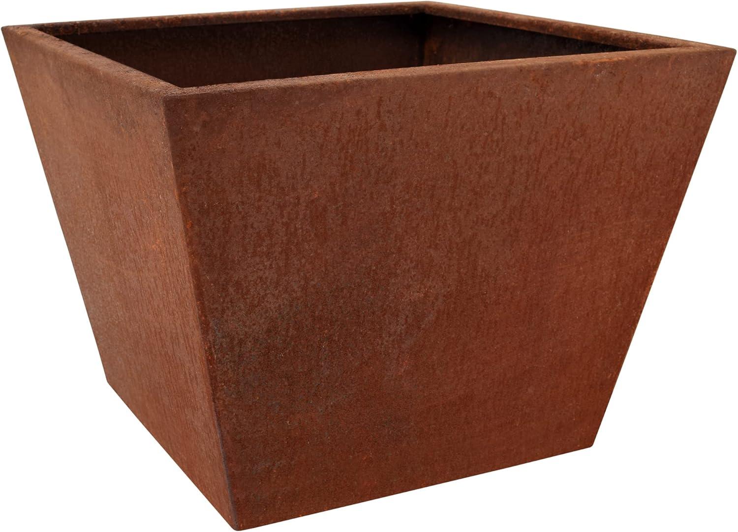 Large Weathered Corten Steel Square Planter