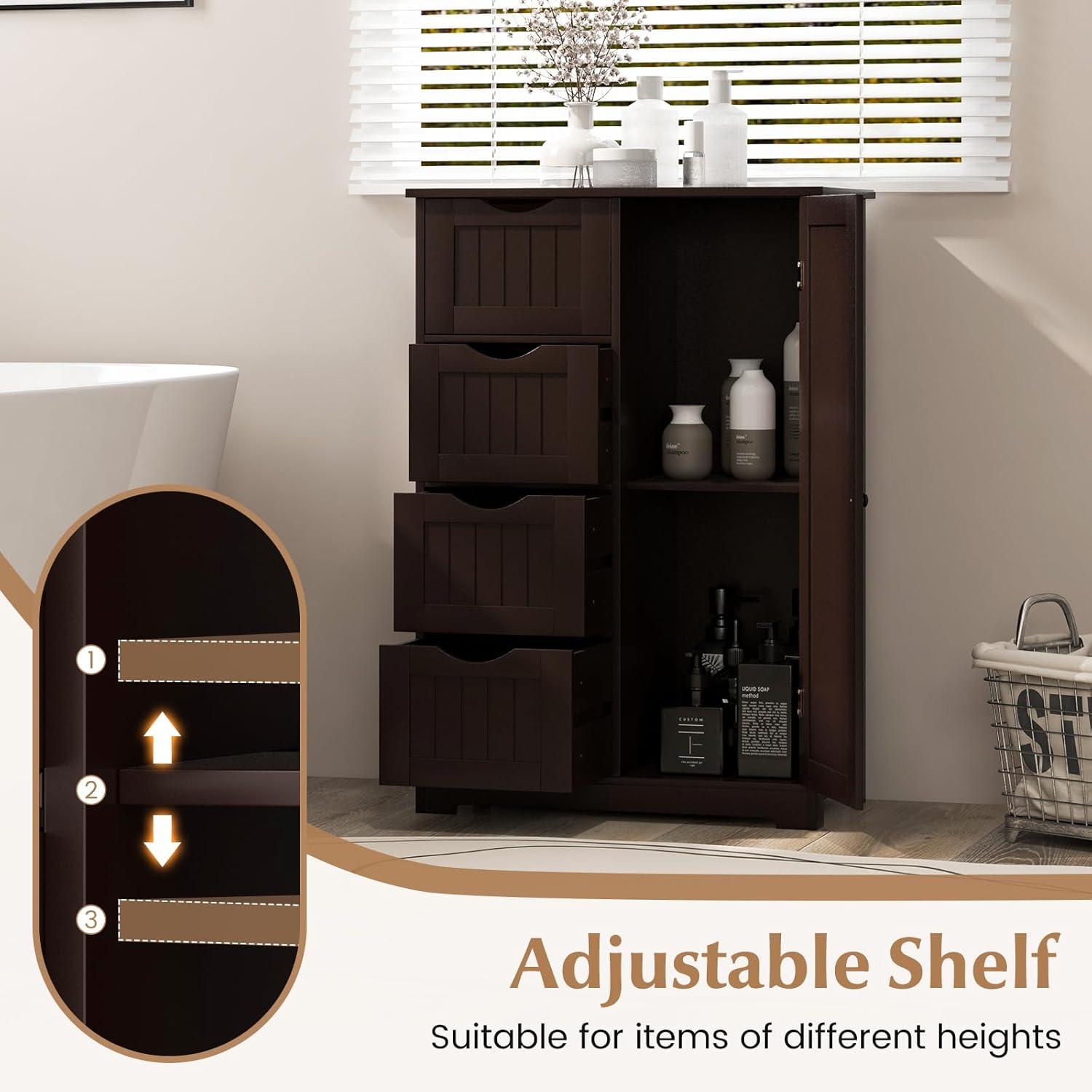 Brown MDF Cabinet with Adjustable Shelving and Drawers