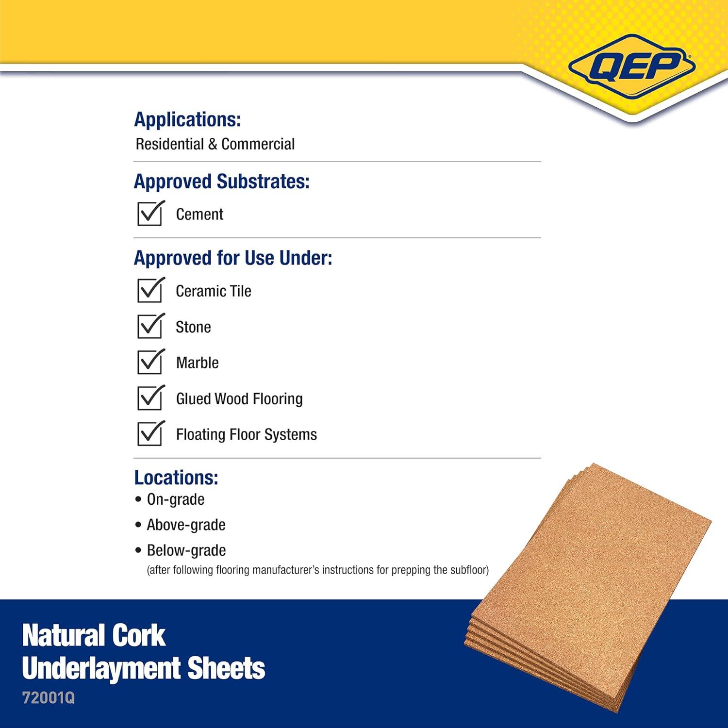 QEP 1/2" (12 mm) Natural Cork Underlayment Sheets (150 sq. ft.)