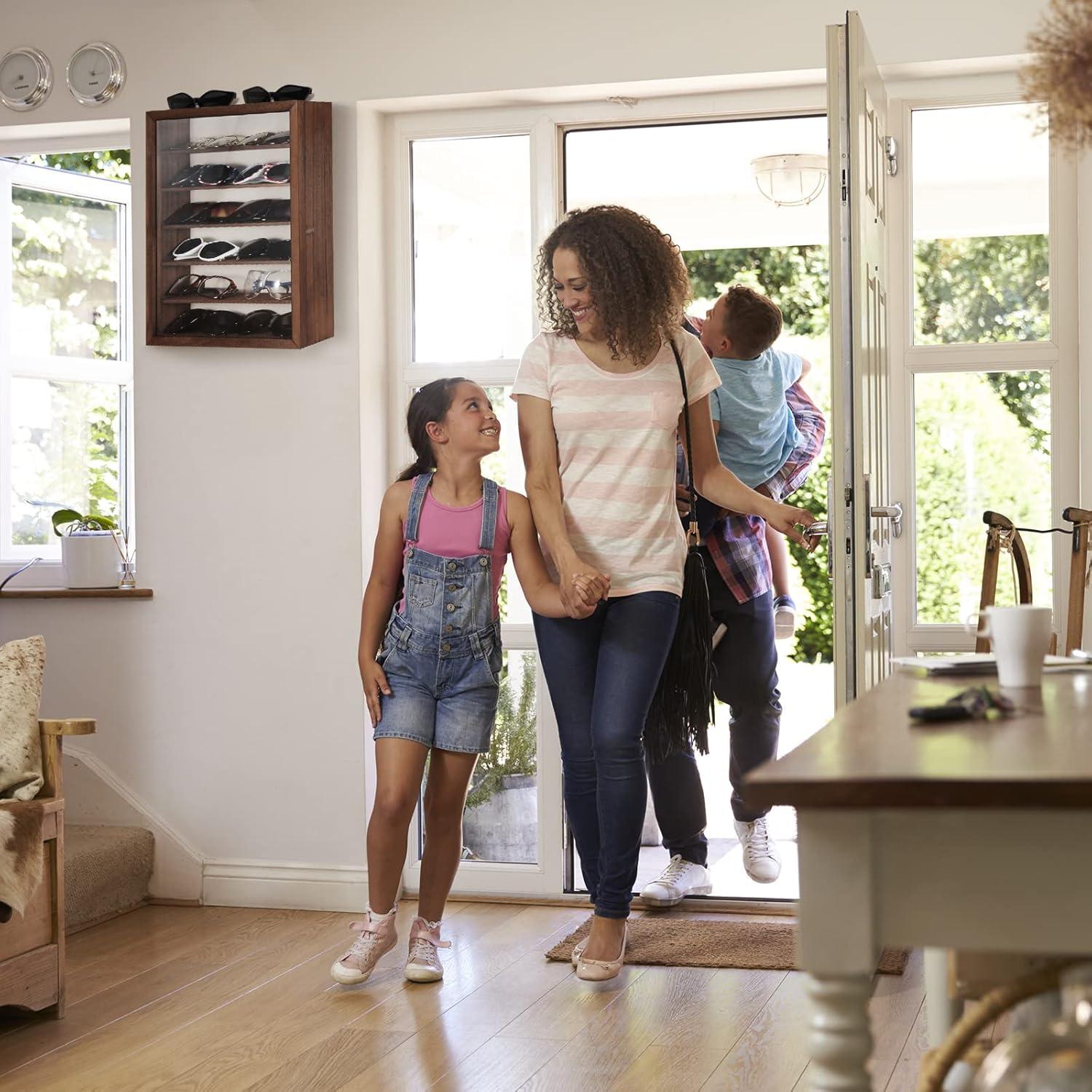 Latitude Run® Sunglasses Organizer Storage Wall Mounted, Eyewear Display Case Rustic Wood Eyeglasses Holder Large Glasses Storage Box