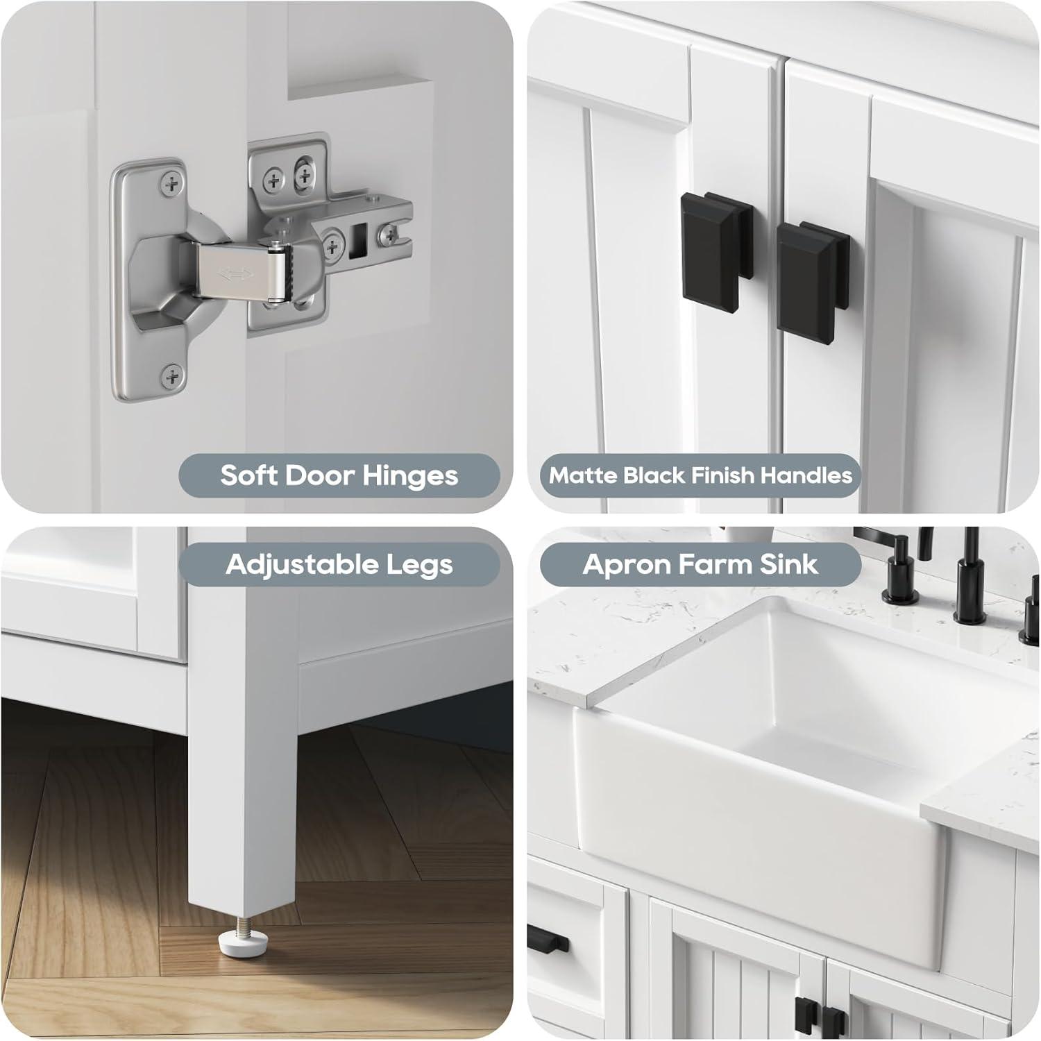 Richfield 60-inch White Painted Freestanding Double Sink Bathroom Vanity