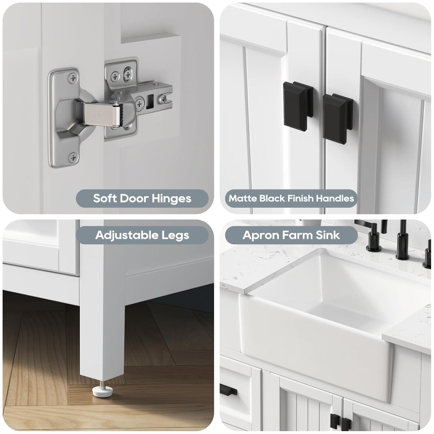 Richfield 60-inch White Painted Freestanding Double Sink Bathroom Vanity