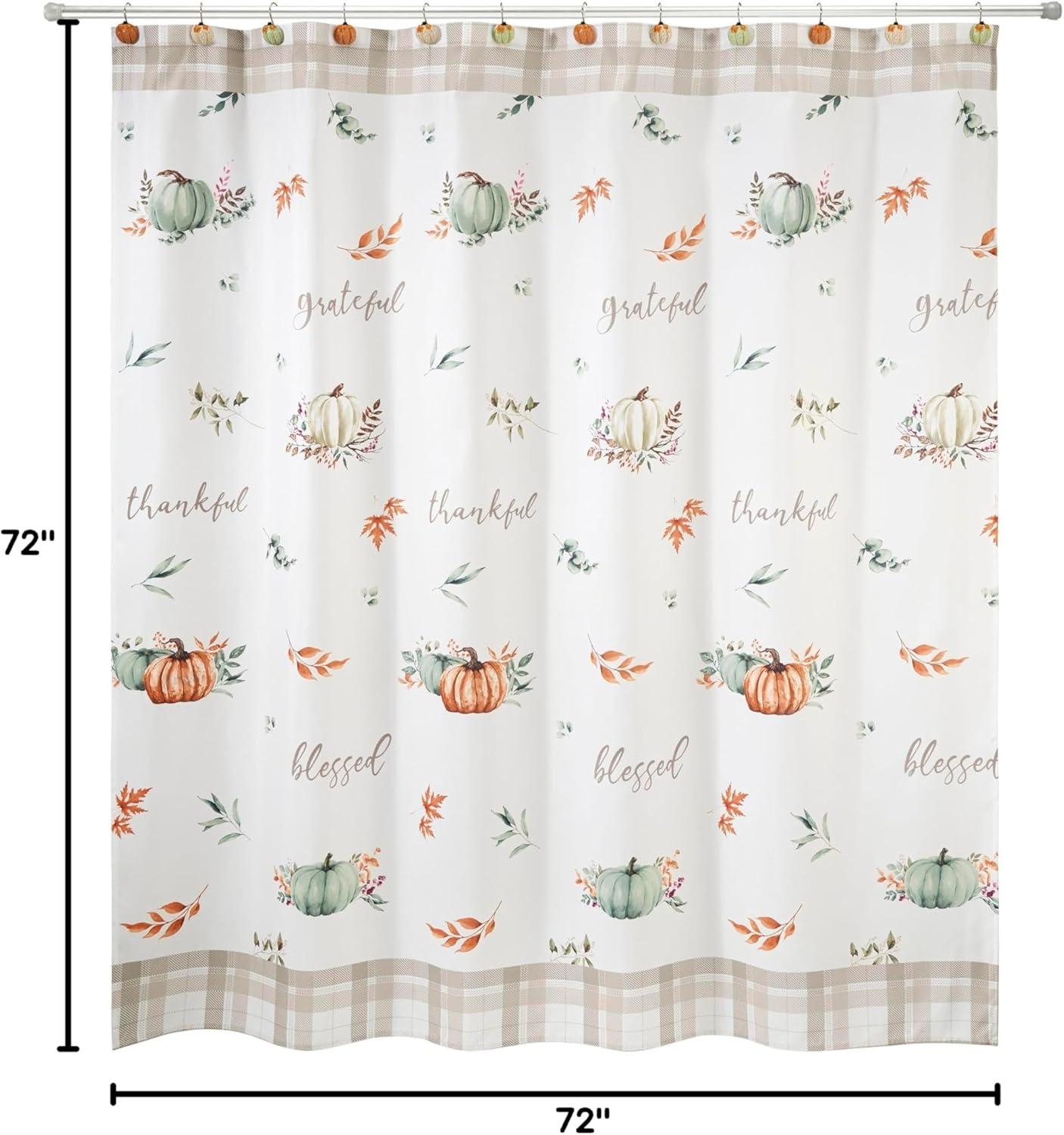 Grateful Patch Fall-Inspired Fabric Shower Curtain, 72 x 72 Inches