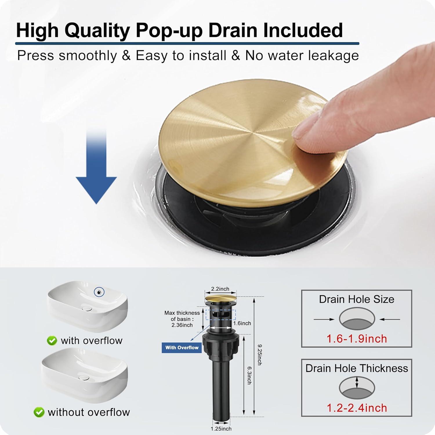 HGN Waterfall Spout Bathroom Faucet with Pop-up Drain