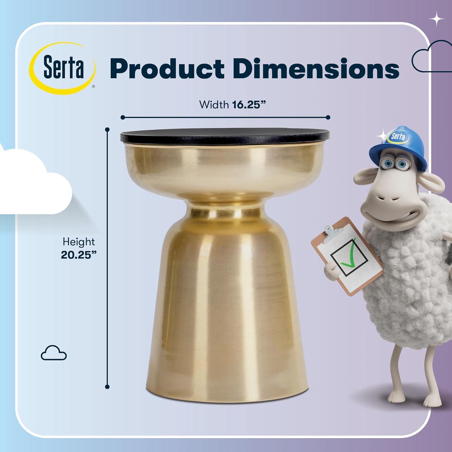 Finch Finch Adler Rothko Accent Side Table, Granite Top, Brushed Brass or Rose Gold Base, Hourglass Shape