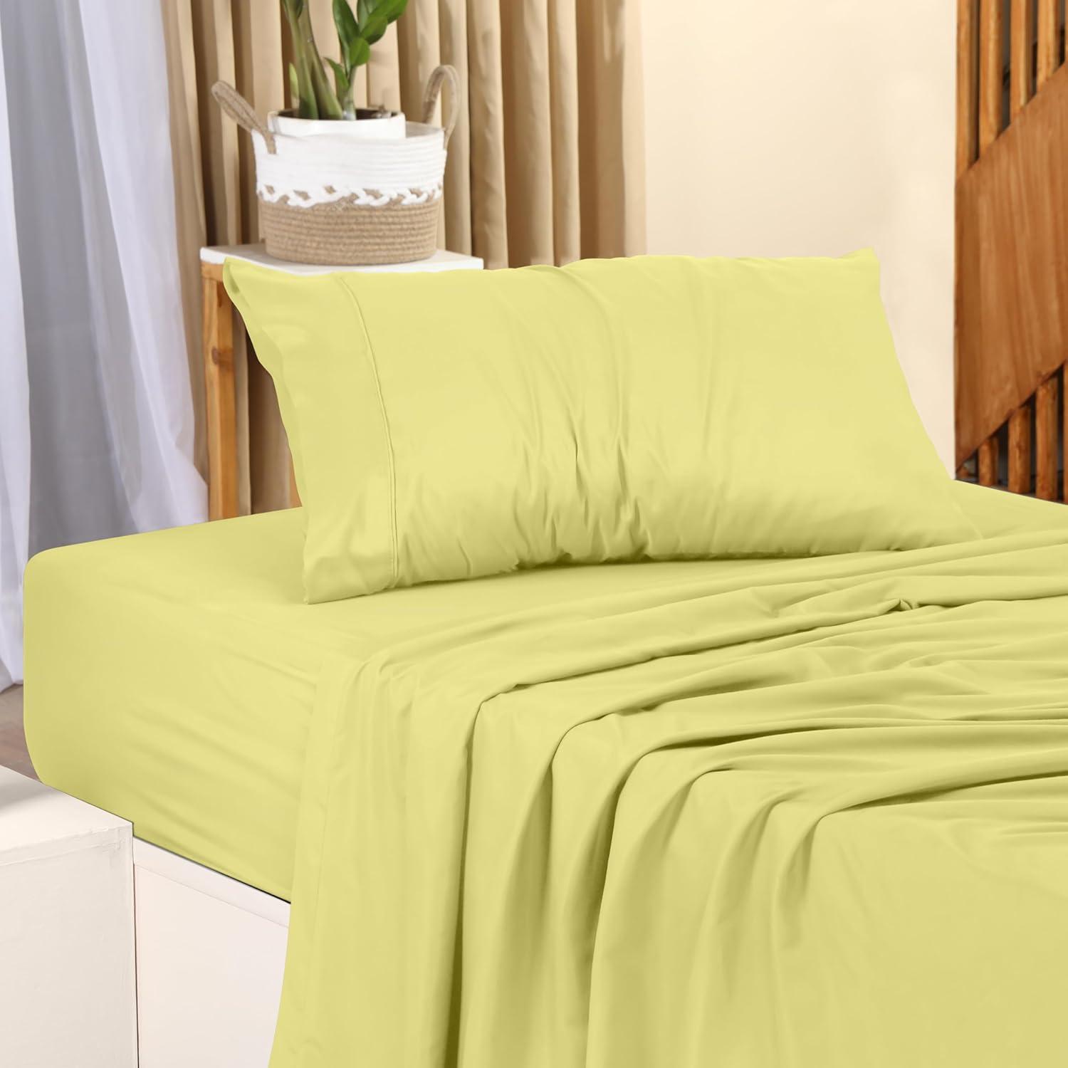Utopia Bedding Queen Bed Sheets Set - 4 Piece Bedding - Brushed Microfiber - Shrinkage and Fade Resistant - Easy Care (Queen, Yellow)