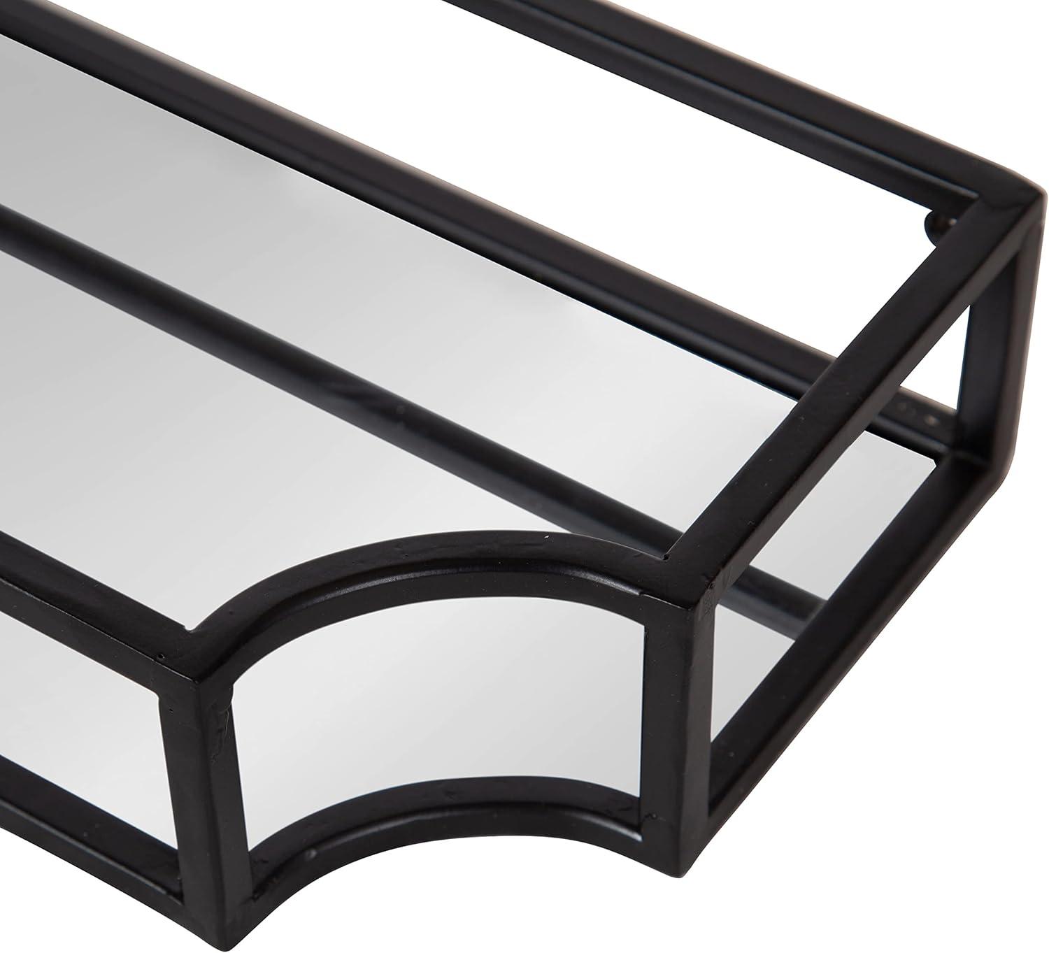 Kate and Laurel Ciel Scalloped Metal Floating Shelf, 2 Piece, Black