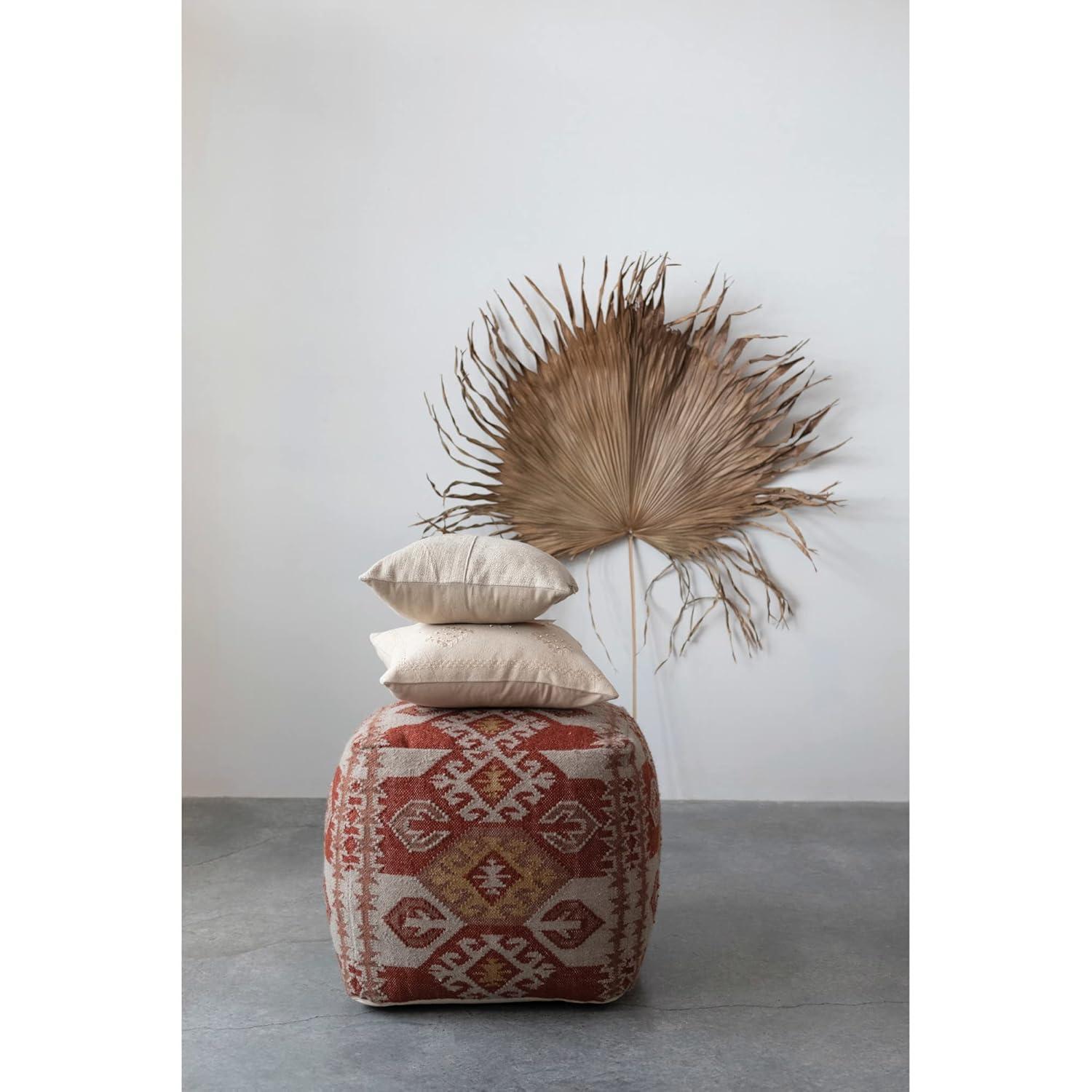 Creative Co-Op Embroidered Reversible Throw Pillow