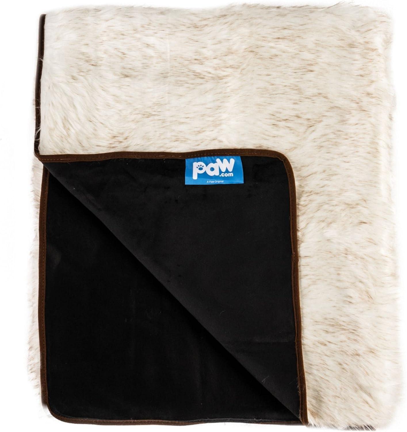 Original White and Brown Faux Fur Waterproof Pet Blanket