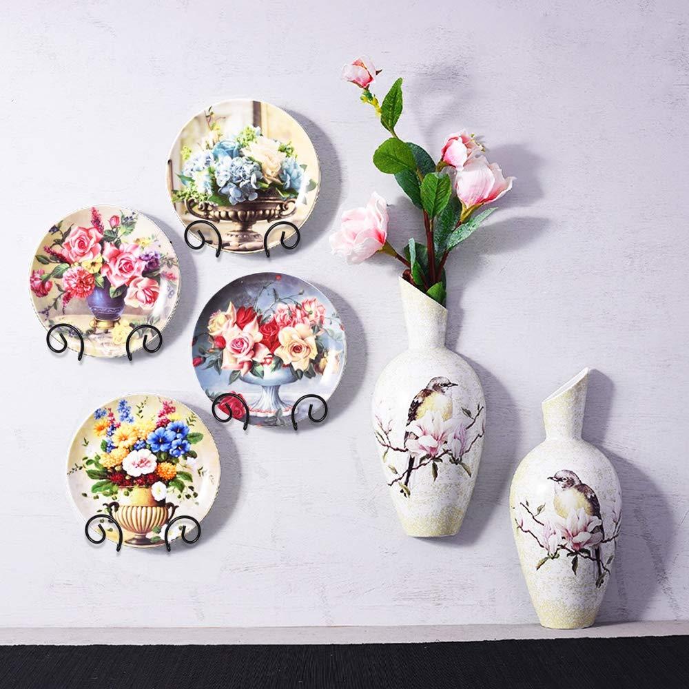 Mocoum 4 Pack Wall Mount Display Stands, Medium Easel Holder Plate Hanger, Vertical Stand Holders for Decorative Plates, Arts, Picture Frames (Circle, 6 Inch)