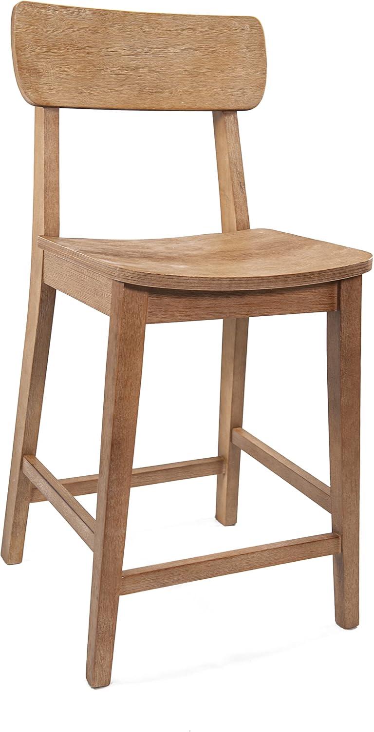 24" Torino Counter Height Barstool Barnwood - Boraam: Solid Wood, Farmhouse Style, Square Seat