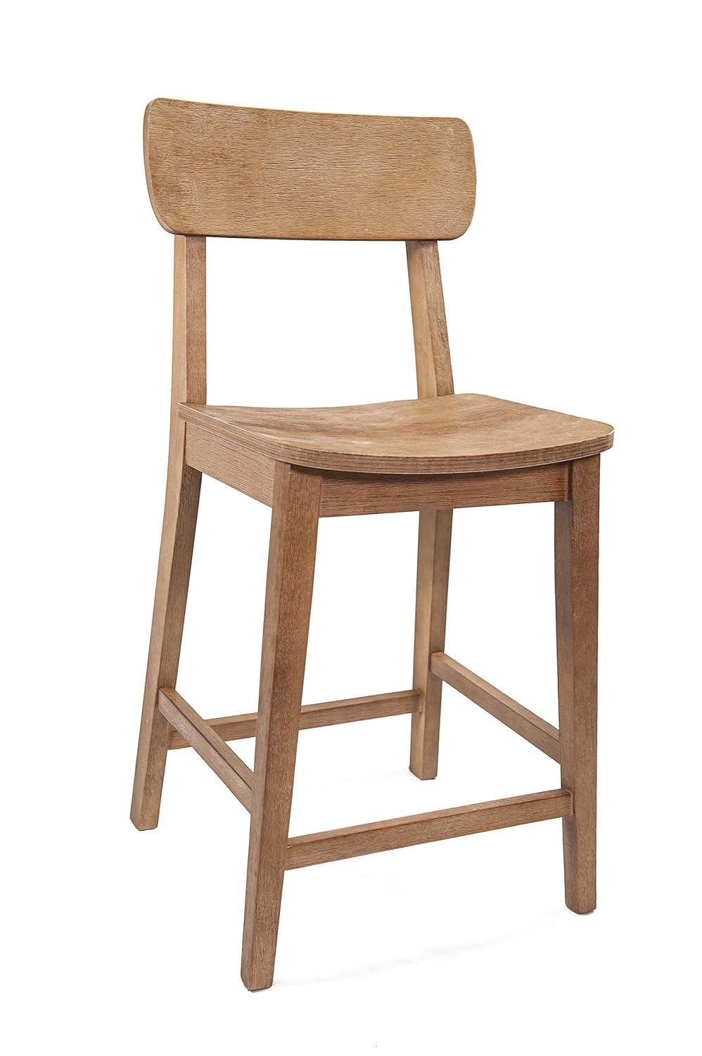 24" Torino Counter Height Barstool Barnwood - Boraam: Solid Wood, Farmhouse Style, Square Seat