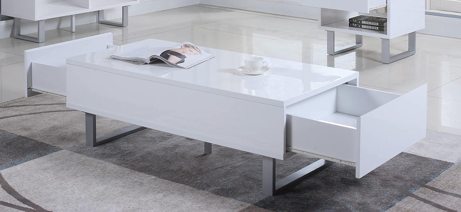 Atchison Contemporary 2-Drawer High Glossy White Coffee Table