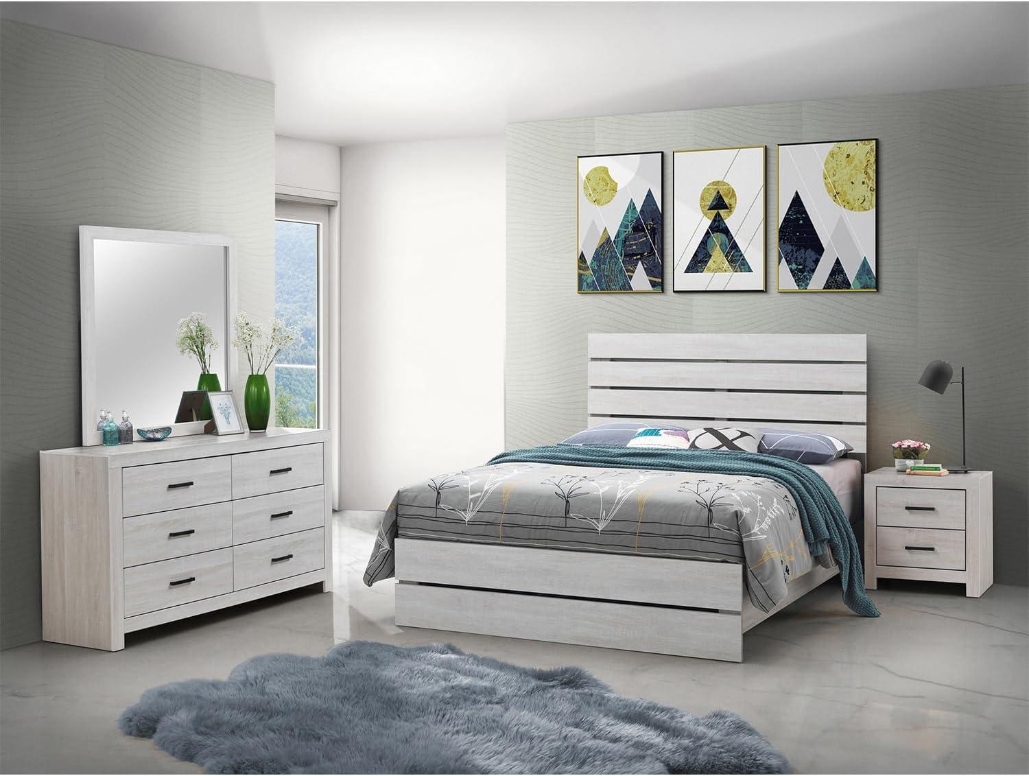 Brantford Coastal White 4-Piece Queen Panel Bedroom Set