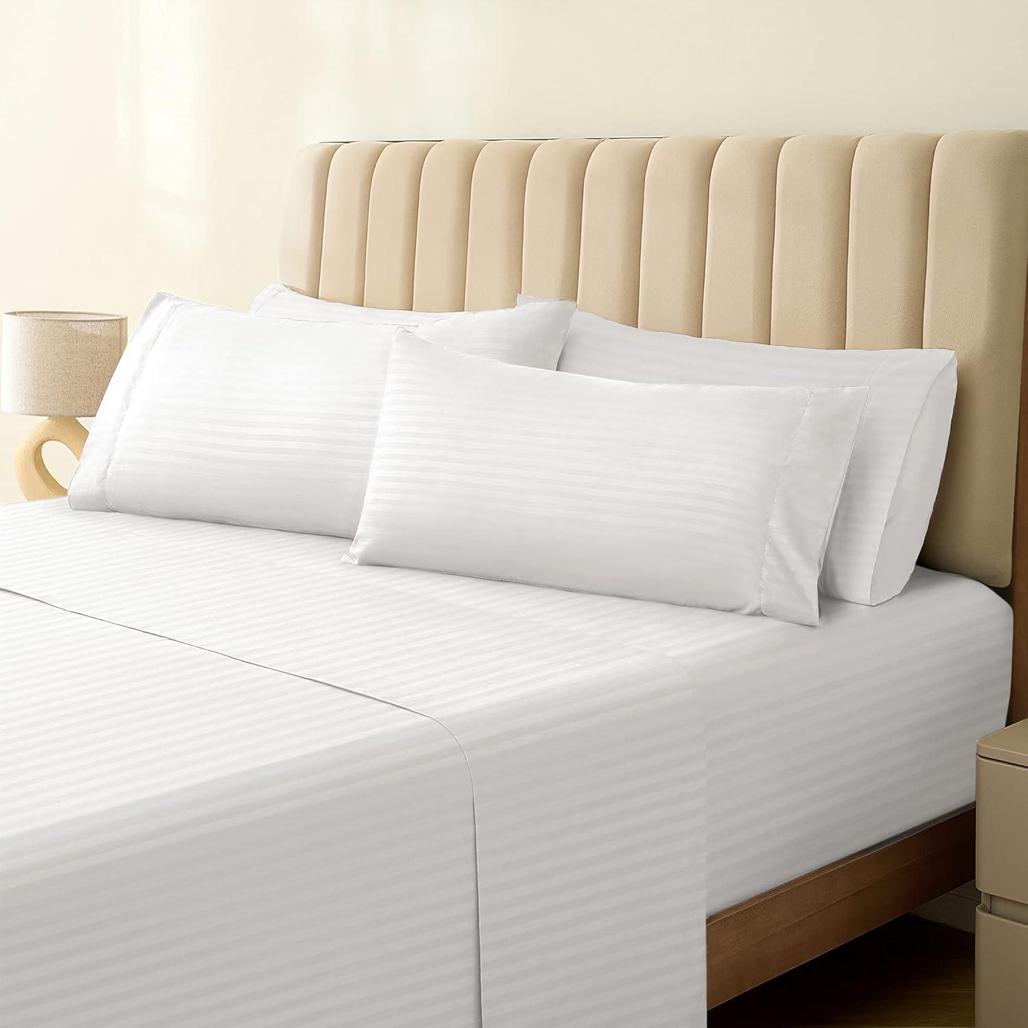 LuxClub Full Size White Bamboo Microfiber Sheet Set