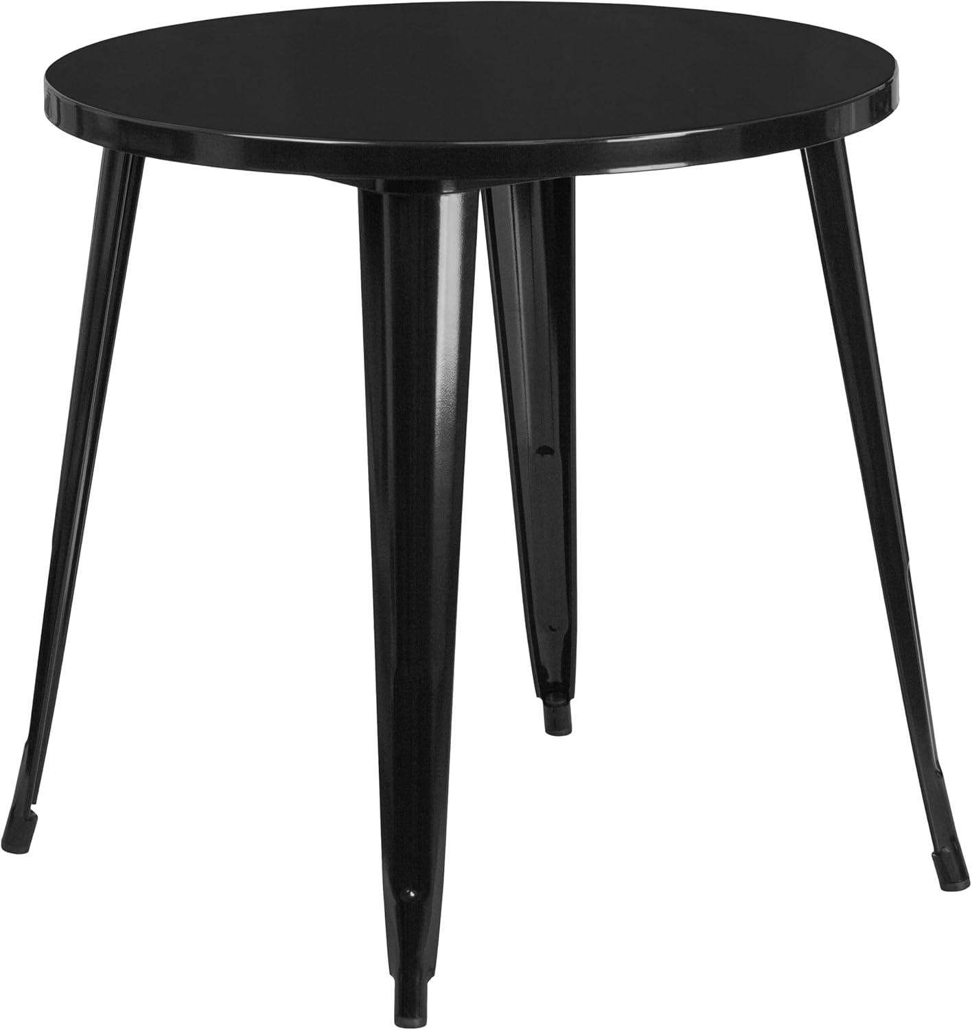 Flash Furniture Conrad Commercial Grade 30" Round White Metal Indoor-Outdoor Table Set with 2 Arm Chairs