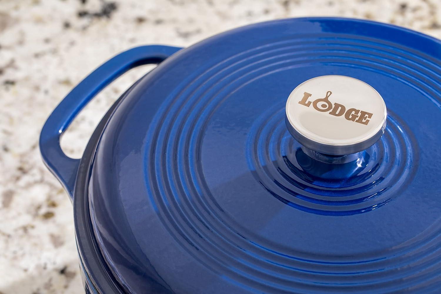 Lodge Cast Iron 6 Quart Enameled Dutch Oven, Indigo