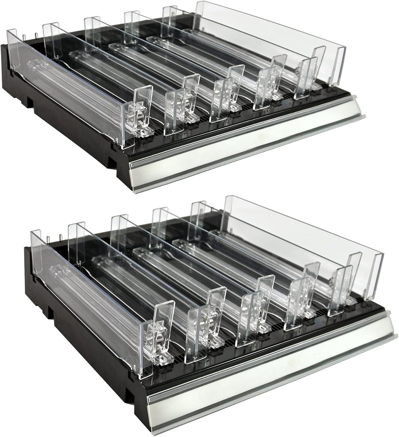 Azar Displays 225830-TALL-BLK Adjustable Tall Divider Bin Cosmetic Tray with Pushers - Customize Slot Size to Product, Black 2-Pack