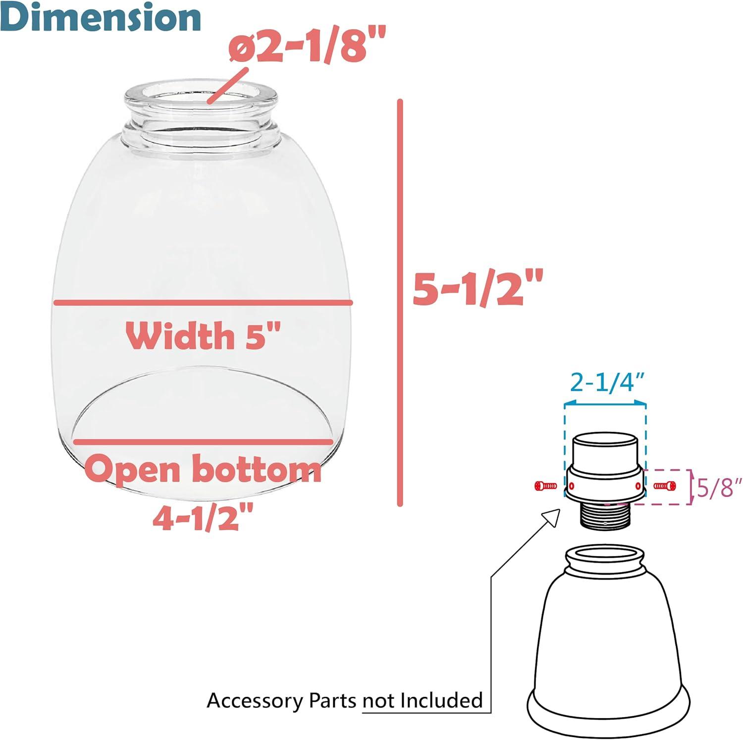 Clear Glass Bell Replacement Shades, 5.5" Height, 4 Pack