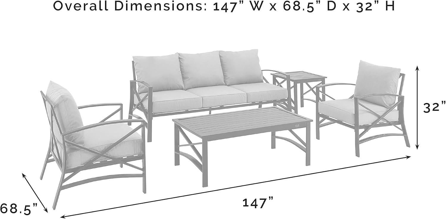 Kaplan 5pc Outdoor Sofa Set - Oatmeal - Crosley: Steel Frame, Transitional Design, Patio Lounge Furniture