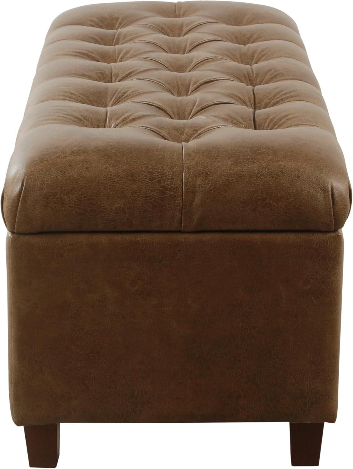 Ainsley Button Tufted Storage Bench Faux Leather - HomePop