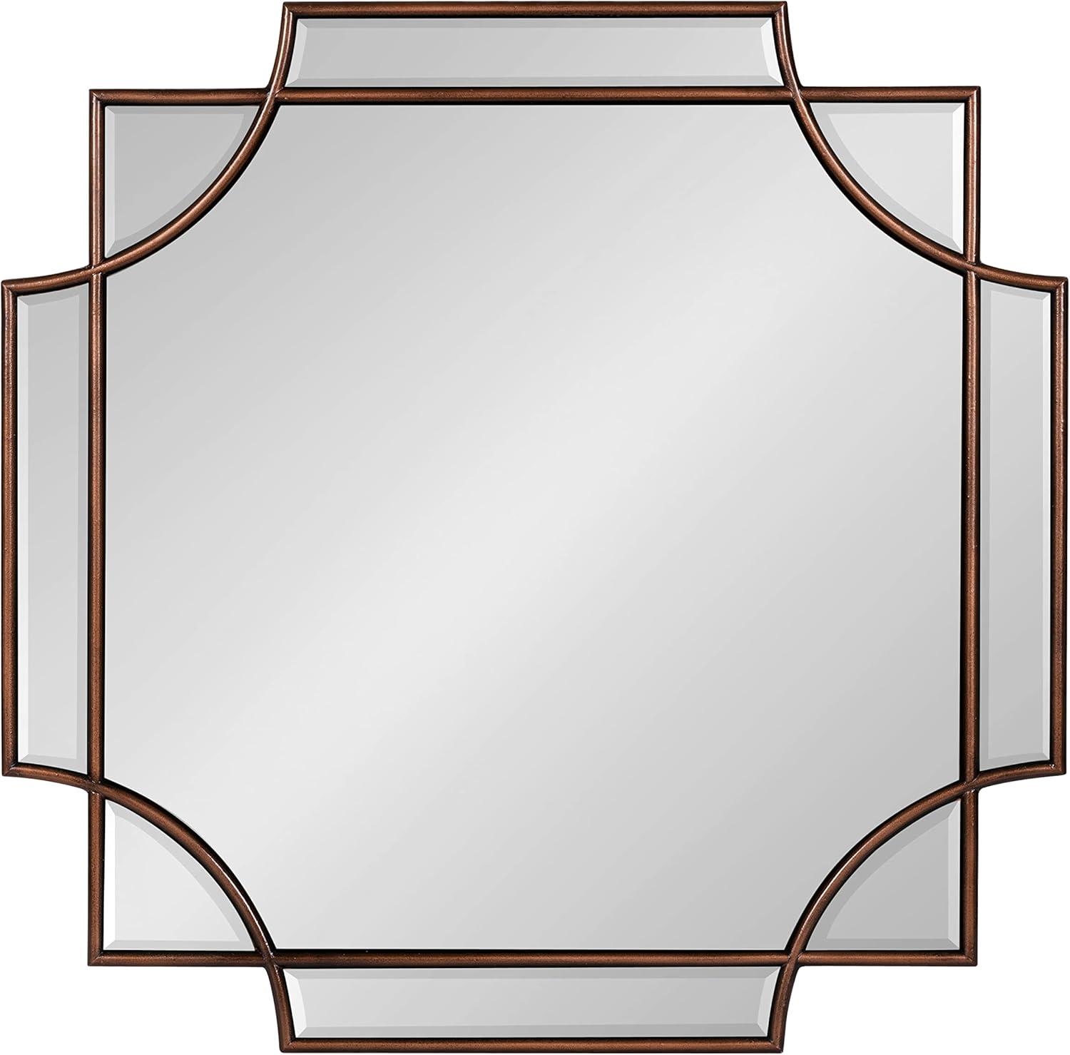Kate and Laurel Minuette Traditional Square Mirror, 24 x 24, Bronze, Decorative Farmhouse Mirror with Elegant Scalloped Interlocking Geometry With Slim Profile