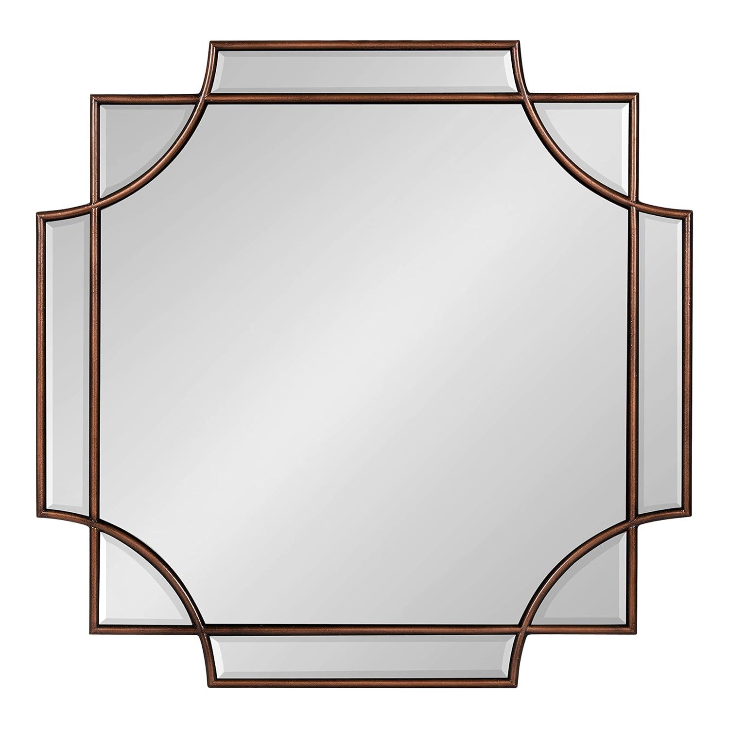 Kate and Laurel Minuette Traditional Square Mirror, 24 x 24, Bronze, Decorative Farmhouse Mirror with Elegant Scalloped Interlocking Geometry With Slim Profile