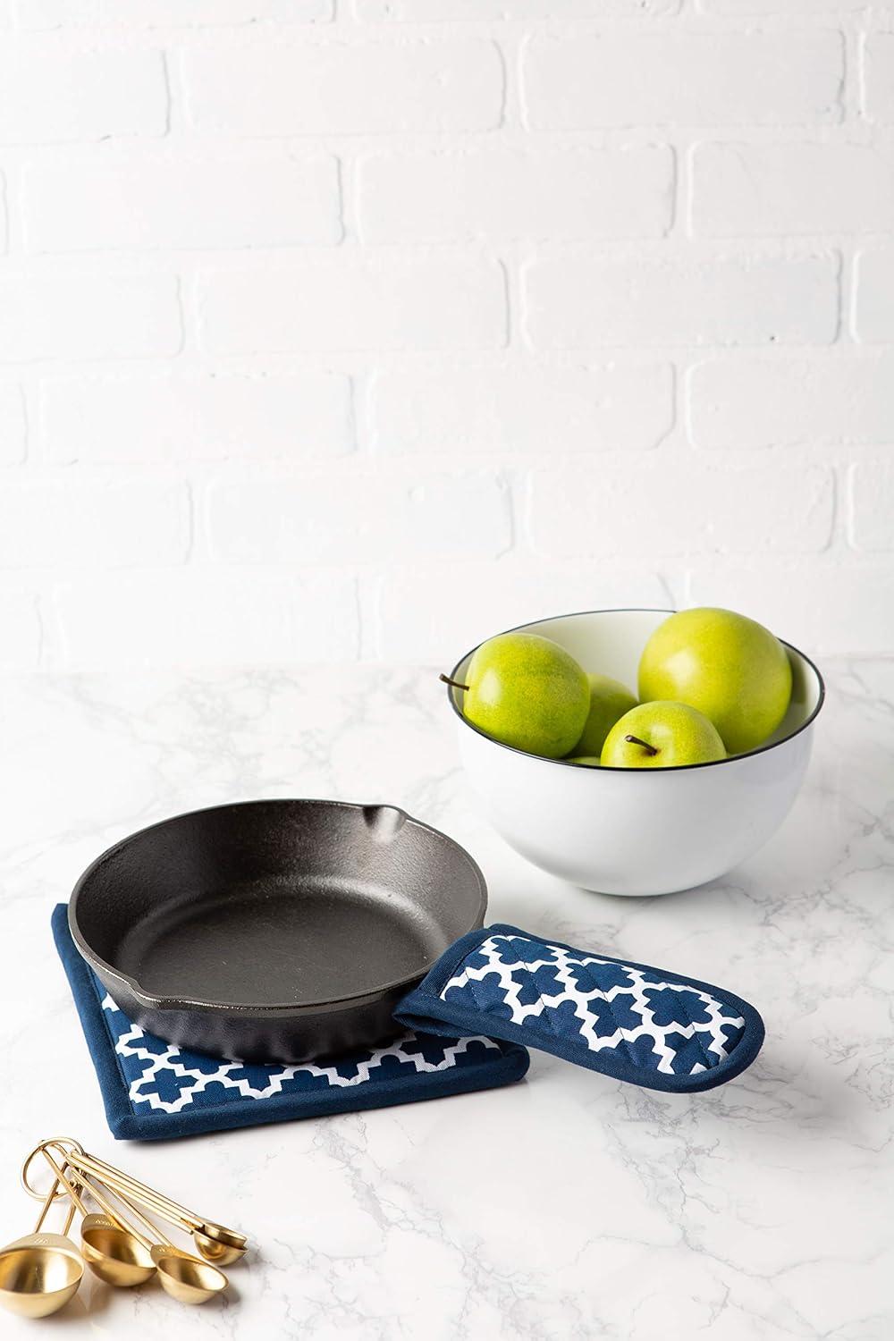 DII Lattice Basics Collection Kitchen Essentials, Potholder Set, Nautical Blue, 2, Piece