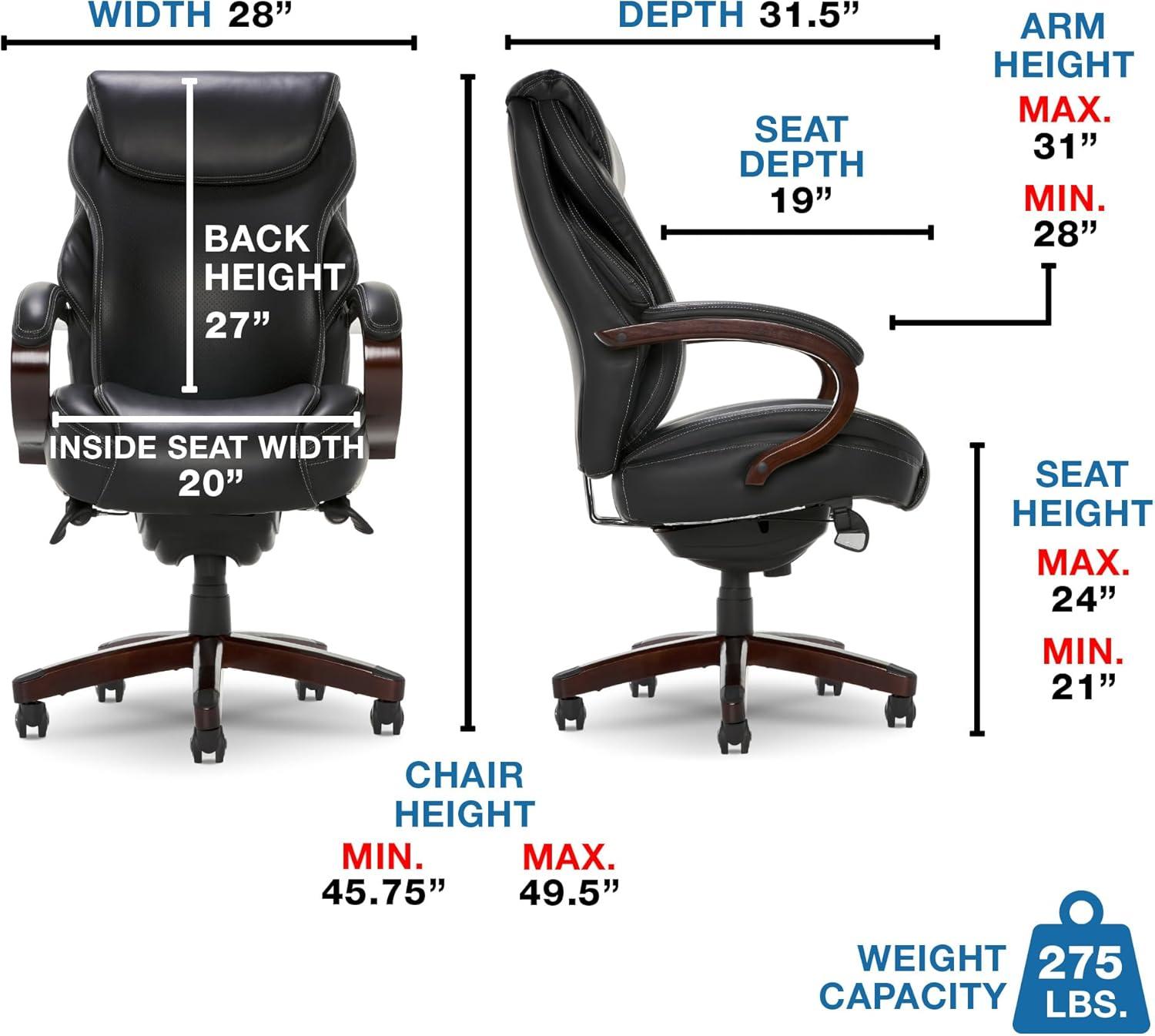 Ergonomic High-Back Black Leather Executive Swivel Chair with AIR Lumbar Support