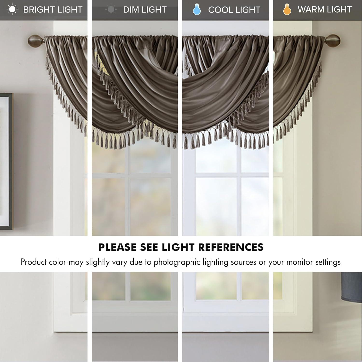Madison Park Elena Faux Silk Waterfall Embellished 38'' W Single Window Valance