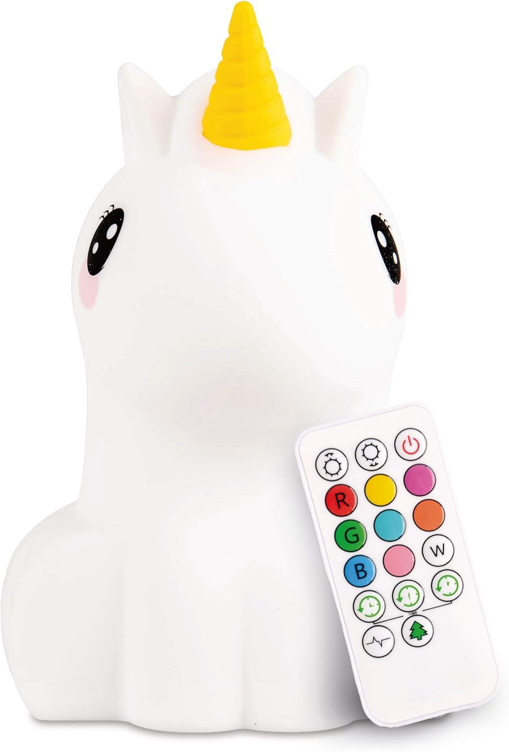 Unicorn-Shaped White Silicone LED Nightlight with Remote