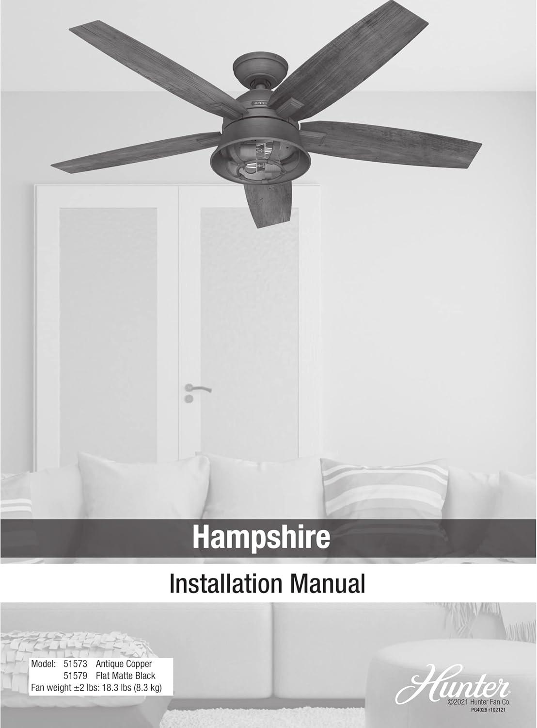 52" Hampshire 5 - Blade Ceiling Fan With LED Light Kit And Handheld Remote