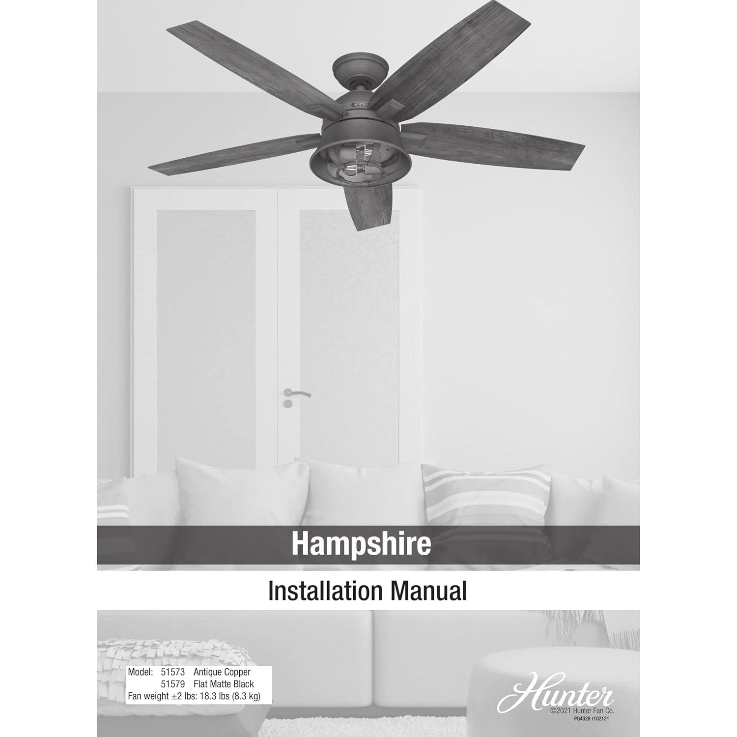 52" Hampshire 5 - Blade Ceiling Fan With LED Light Kit And Handheld Remote