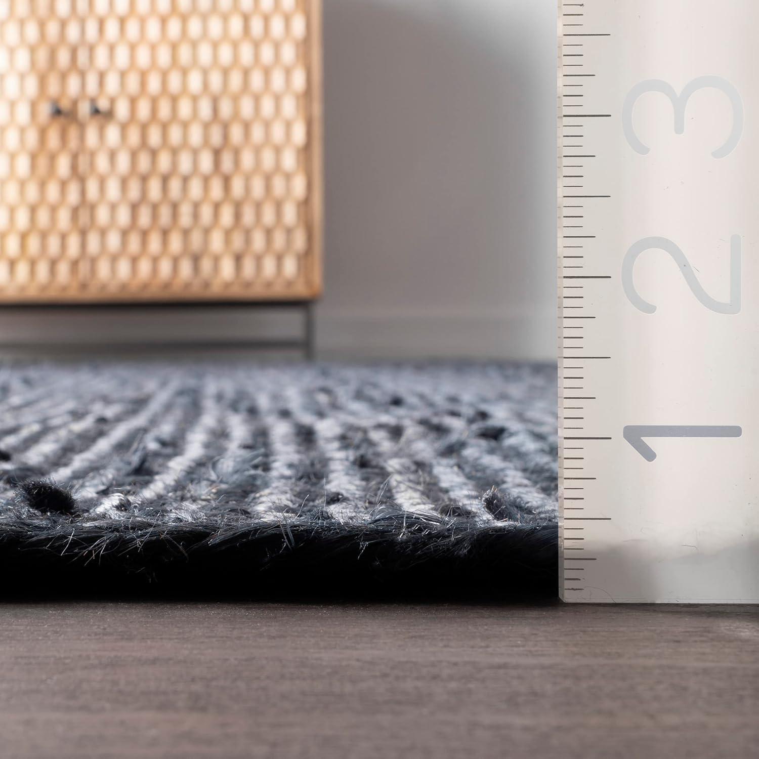 nuLOOM Rigo Hand Woven Farmhouse Jute Area Rug, Oval 4' x 6', Navy