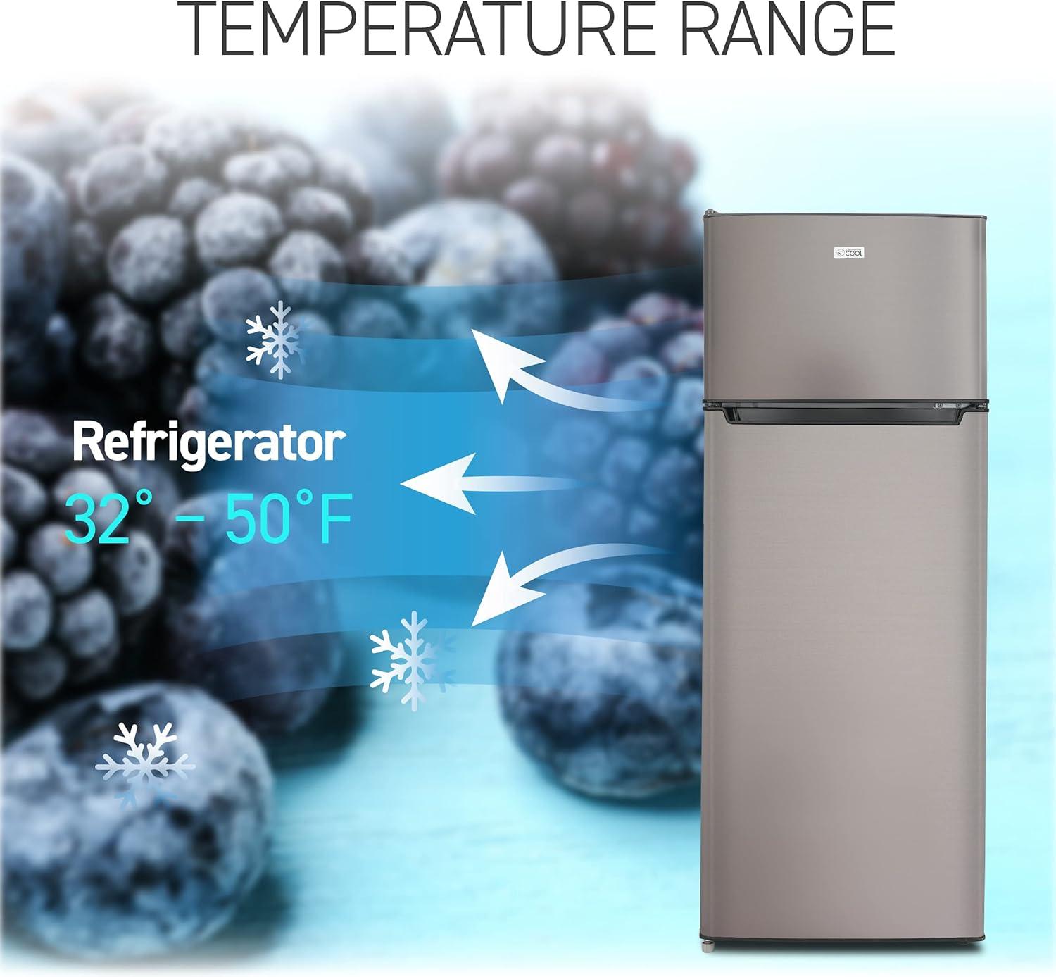 Commercial Cool CCR77LBS 7.7 cu. ft. Top Freezer Apartment Size Refrigerator - Stainless Steel