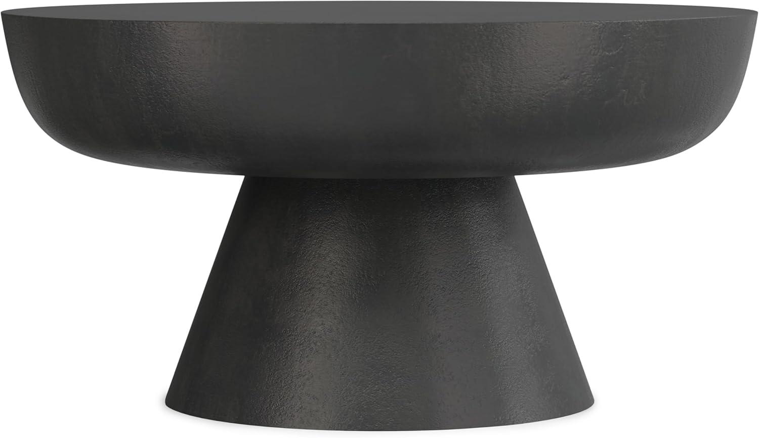 Simpli Home Alexa 30"W Cast Aluminum Mid-Century Modern Round Coffee Table with Pedestal Base, Fully Assembled