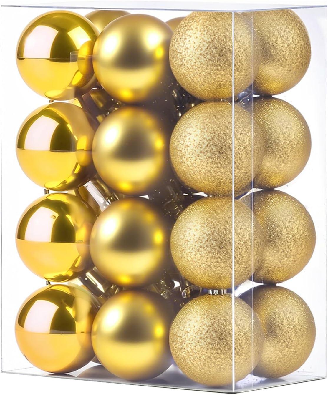 Set of 24 Mini Shatterproof Christmas Balls Tree Ornaments Party Decoration, 3cm/1.1inch gold 3cm