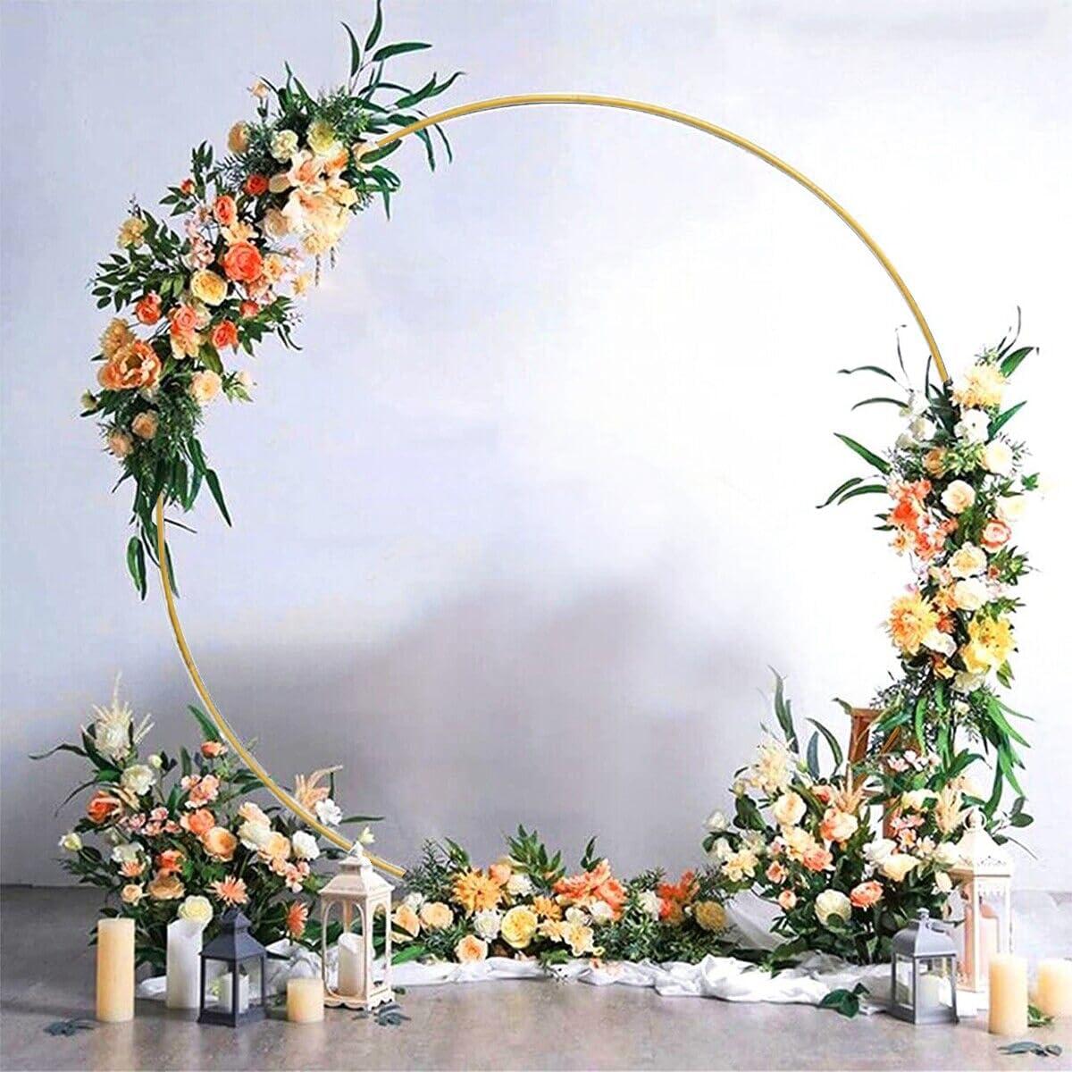 Wedding Arch Backdrop Stand, 6.6x6.6 FT Gold Wedding Arches for Ceremony Square Metal Balloon Arch Stand Garden Arbor Frame for Wedding Birthday Party Baby Shower Photo Booth Background Decoration