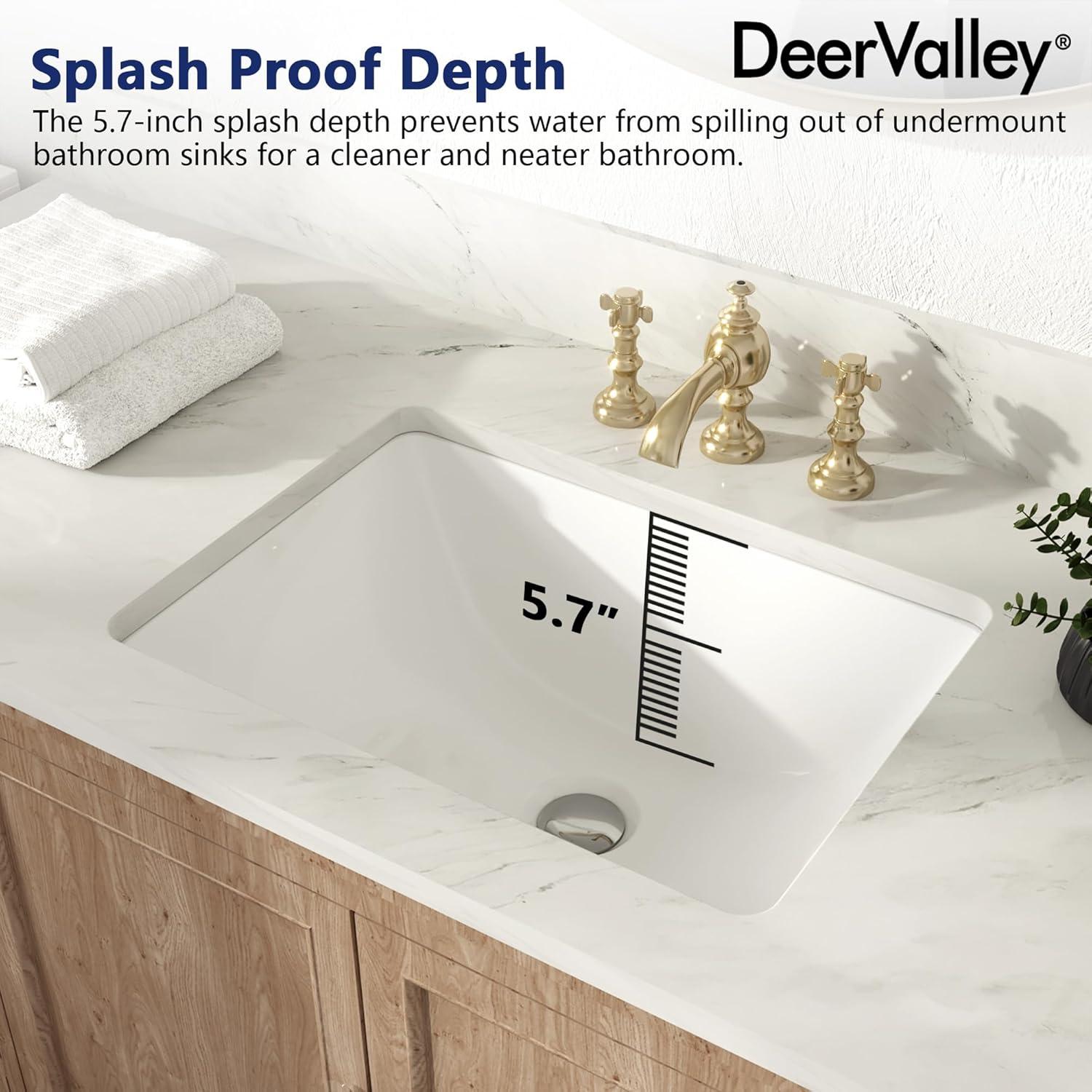 DeerValley Ursa Undermount Bathroom Sink 18" X 13" Rectangular Vitreous China with Overflow