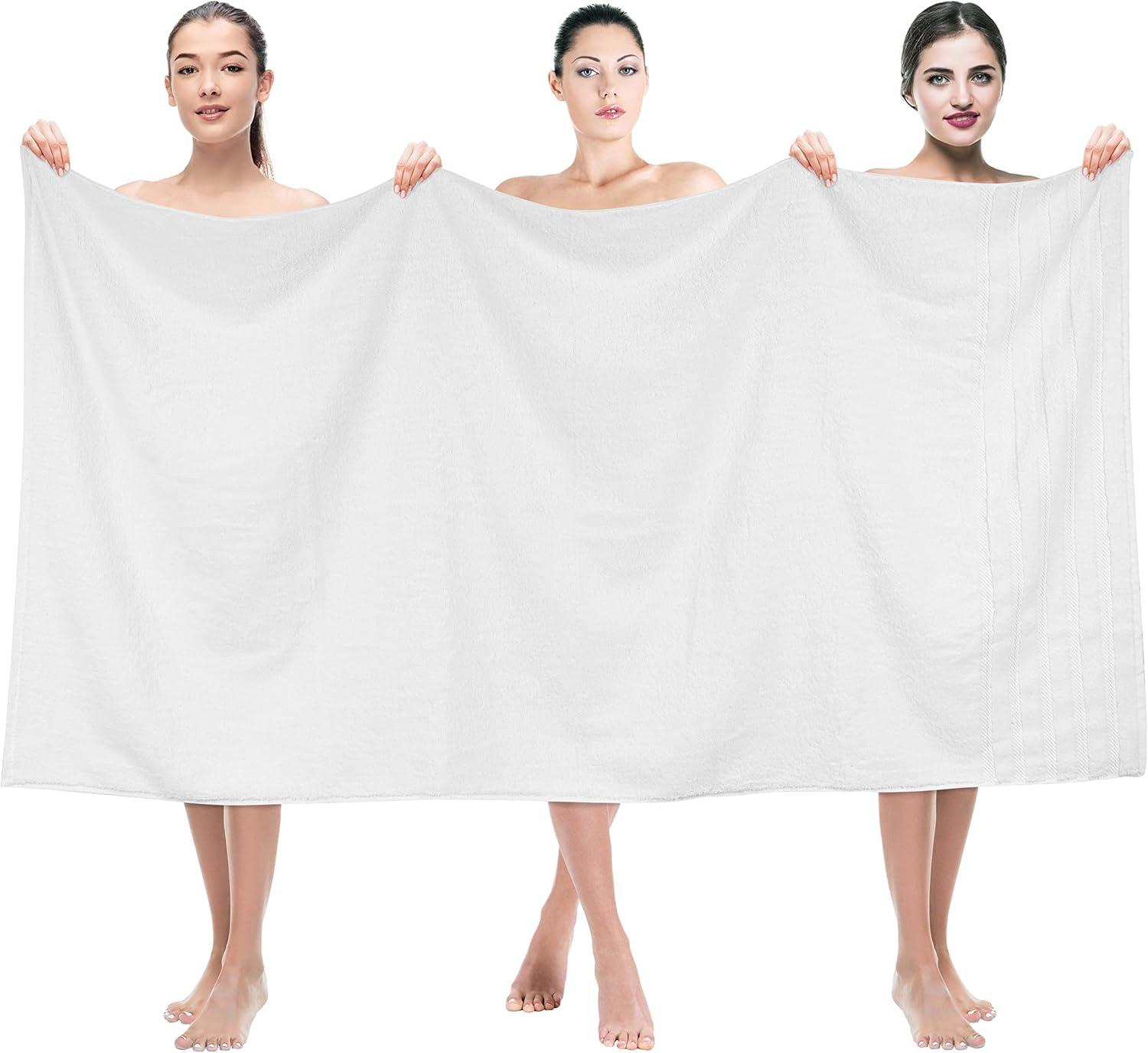 American Soft Linen Luxury 35x70 Jumbo Large Bath Towel, 100% Cotton Turkish Bath Towel Sheet, White