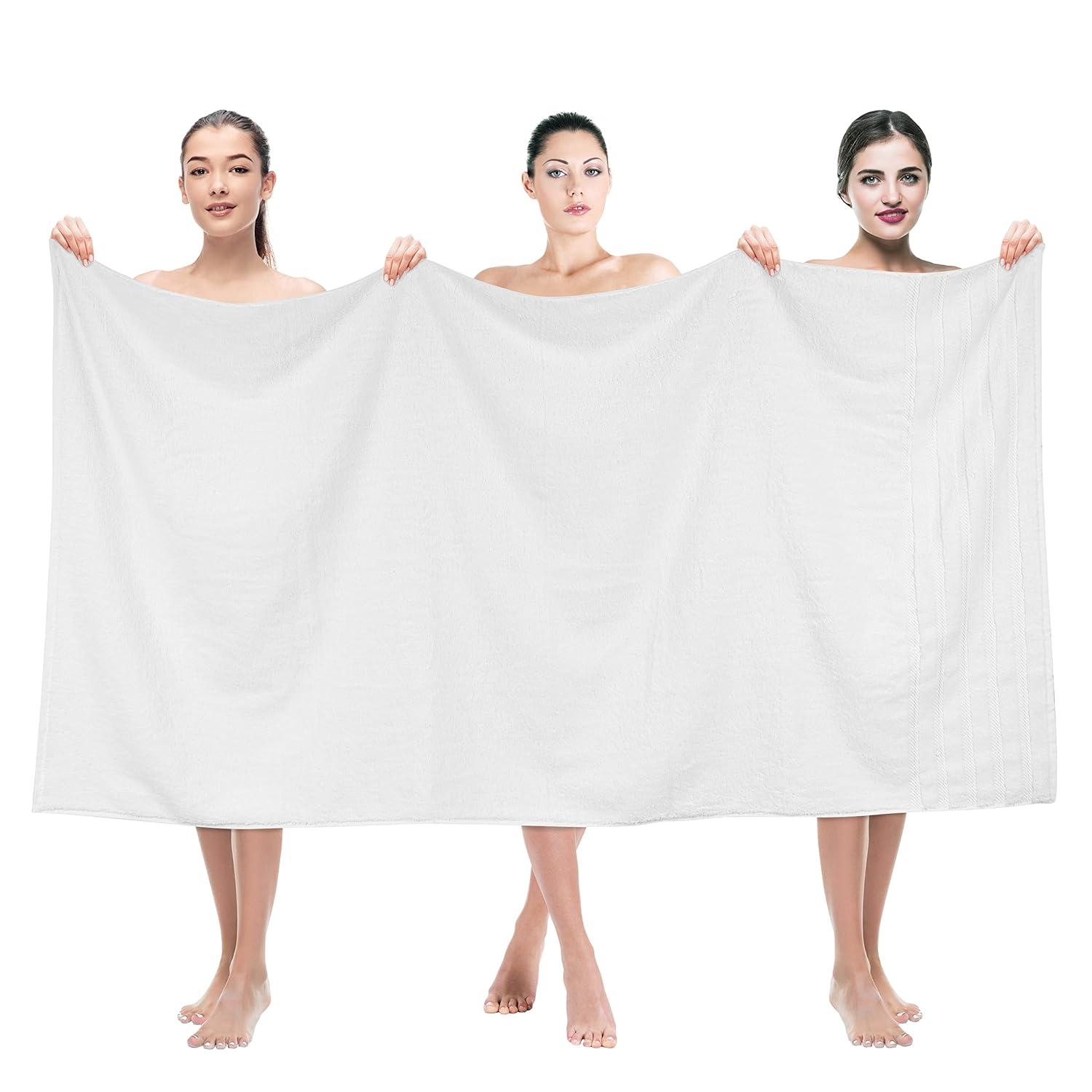 American Soft Linen Luxury 35x70 Jumbo Large Bath Towel, 100% Cotton Turkish Bath Towel Sheet, White