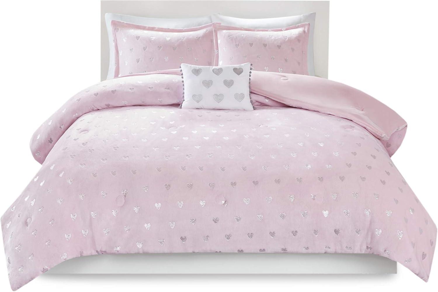 Rosalie Metallic Printed Plush Comforter Set